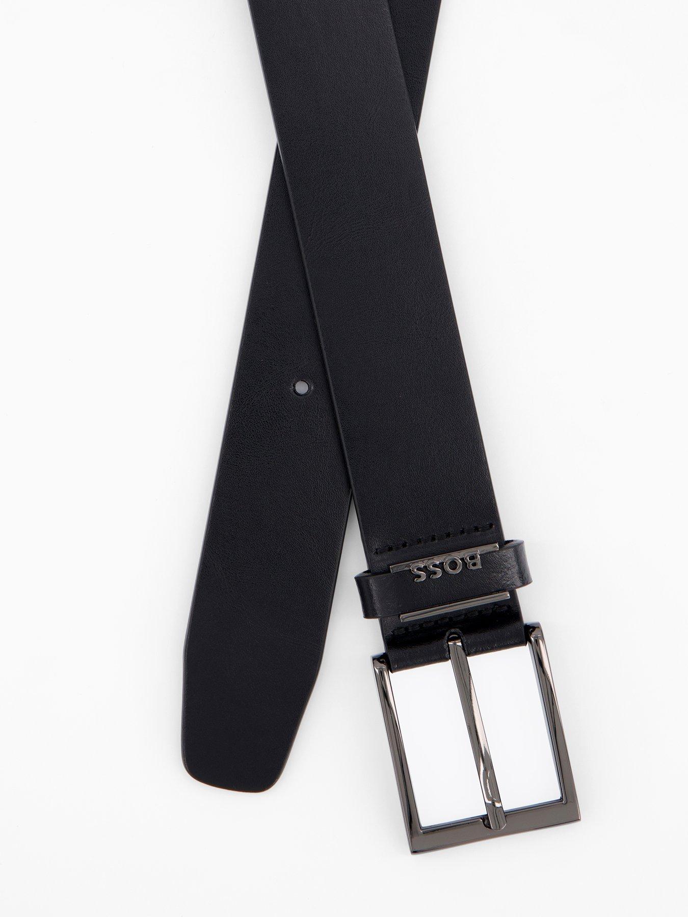 Image 4 of 4 of BOSS Cole Emblem Logo Formal Leather Belt - Black