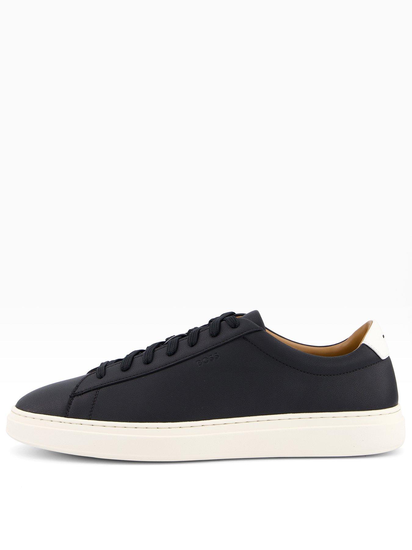 Image 1 of 7 of BOSS Kieran Tennis Leather Trainers - Black/White