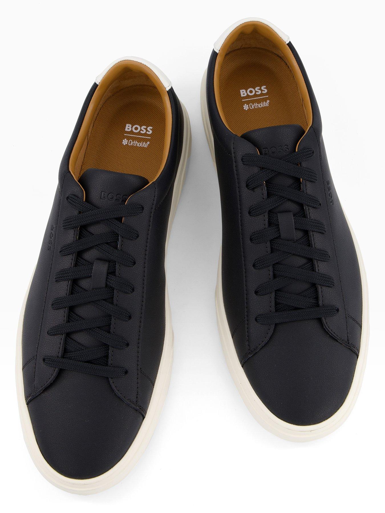 Image 3 of 7 of BOSS Kieran Tennis Leather Trainers - Black/White