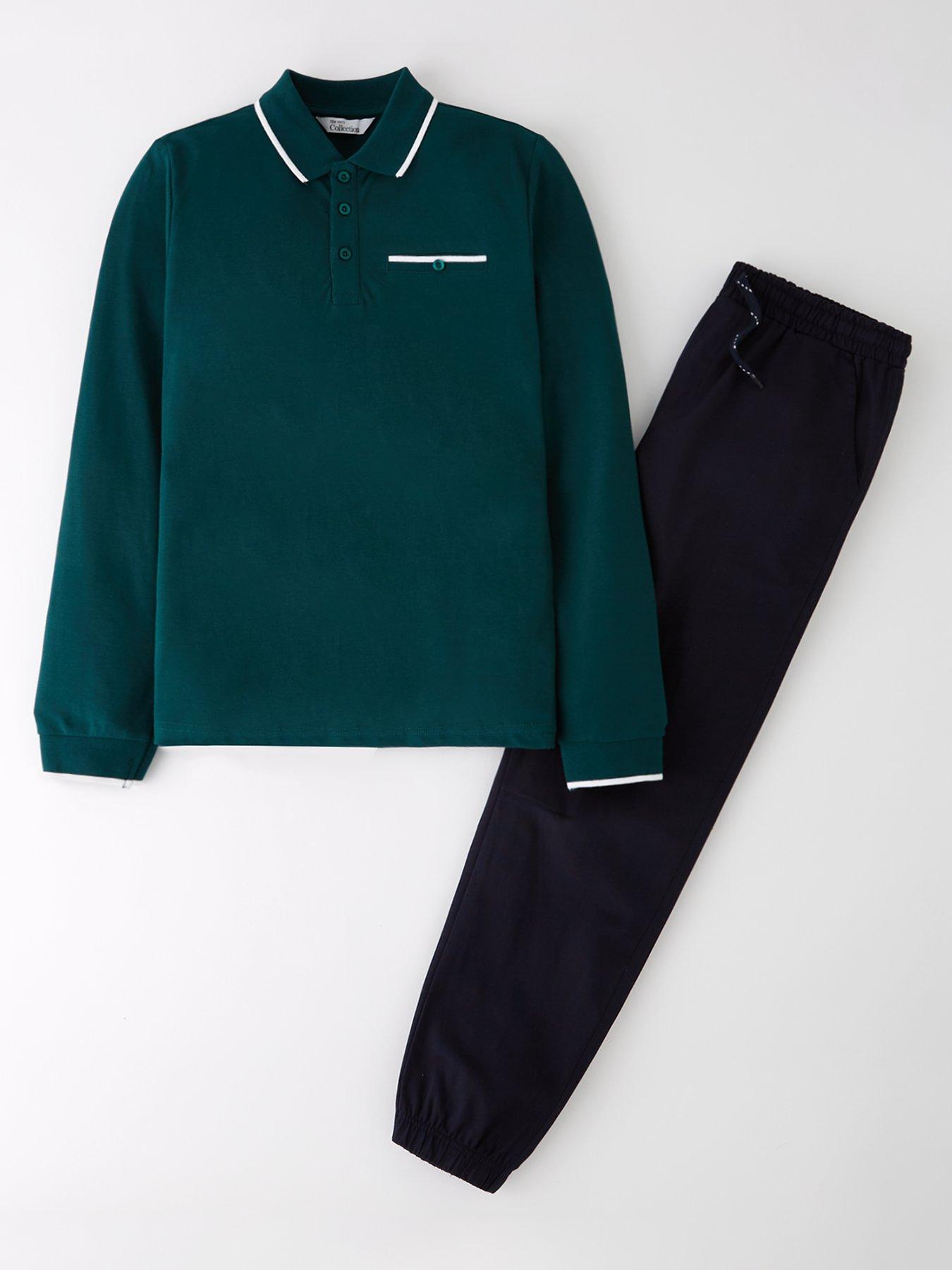 the-very-collection-boys-long-sleeve-polo-and-joggers-set-green