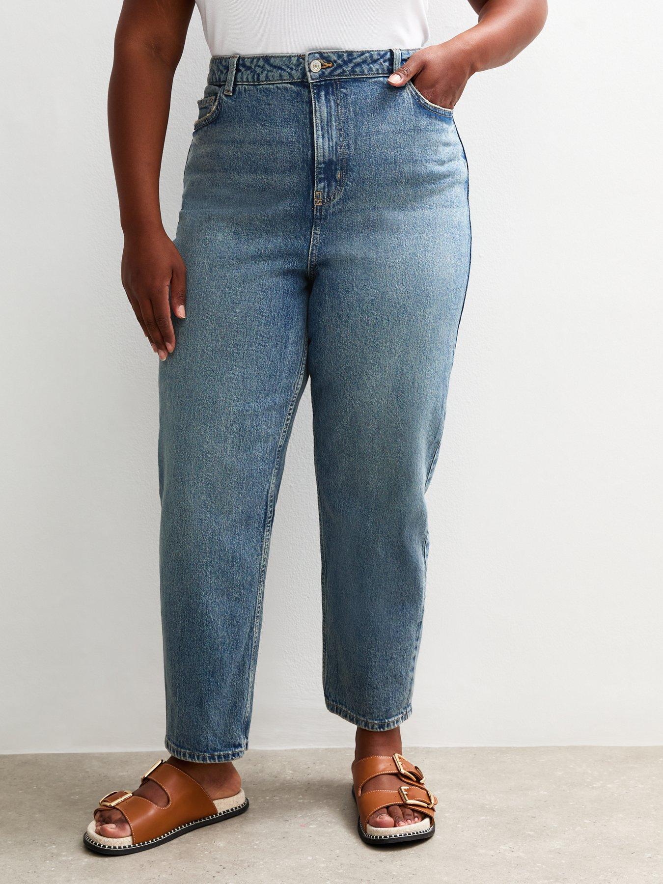 New Look Curves Blue High Waist Mom Jeans