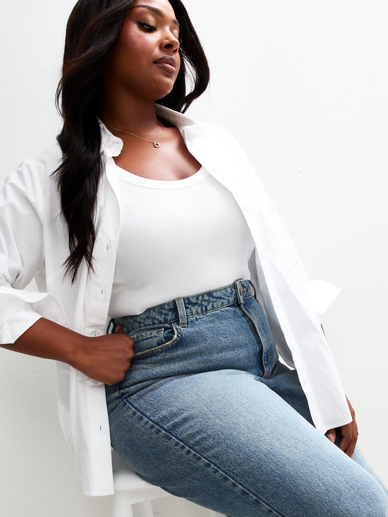 New Look Curves Blue High Waist Mom Jeans Littlewoods
