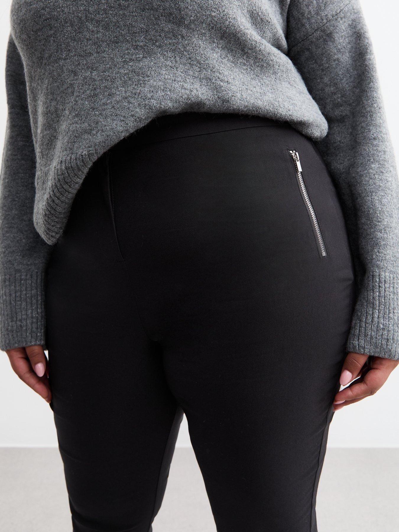  image of new-look-curves-side-zip-slim-trousers-black