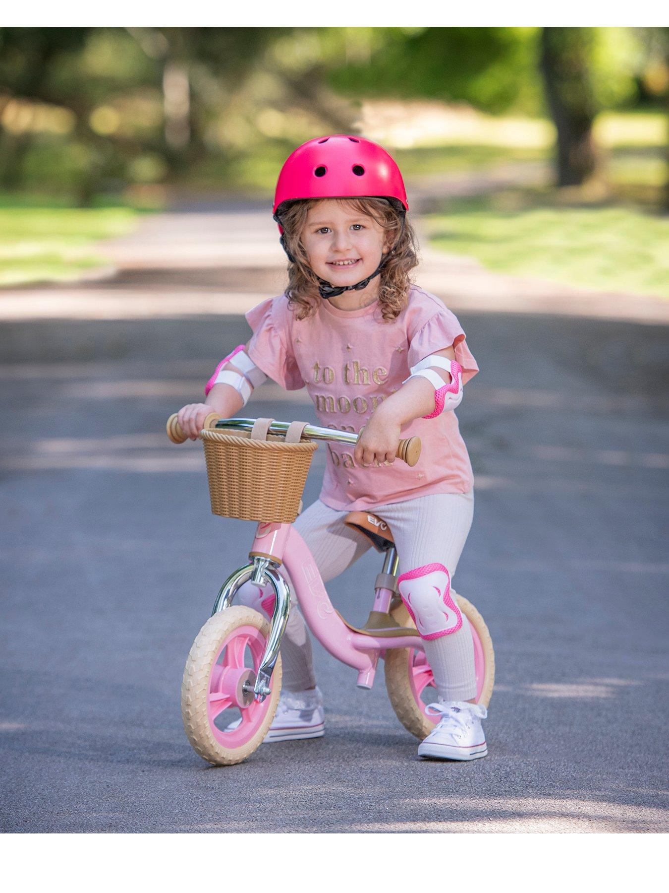 Image 1 of 6 of EVO Glider Balance Bike with Basket - Pastel Pink (Footrest)