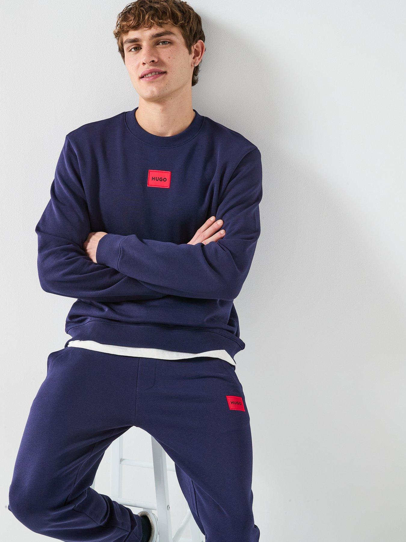 image of hugo-doak-212-regular-fit-cotton-terry-sweat-joggers-navy