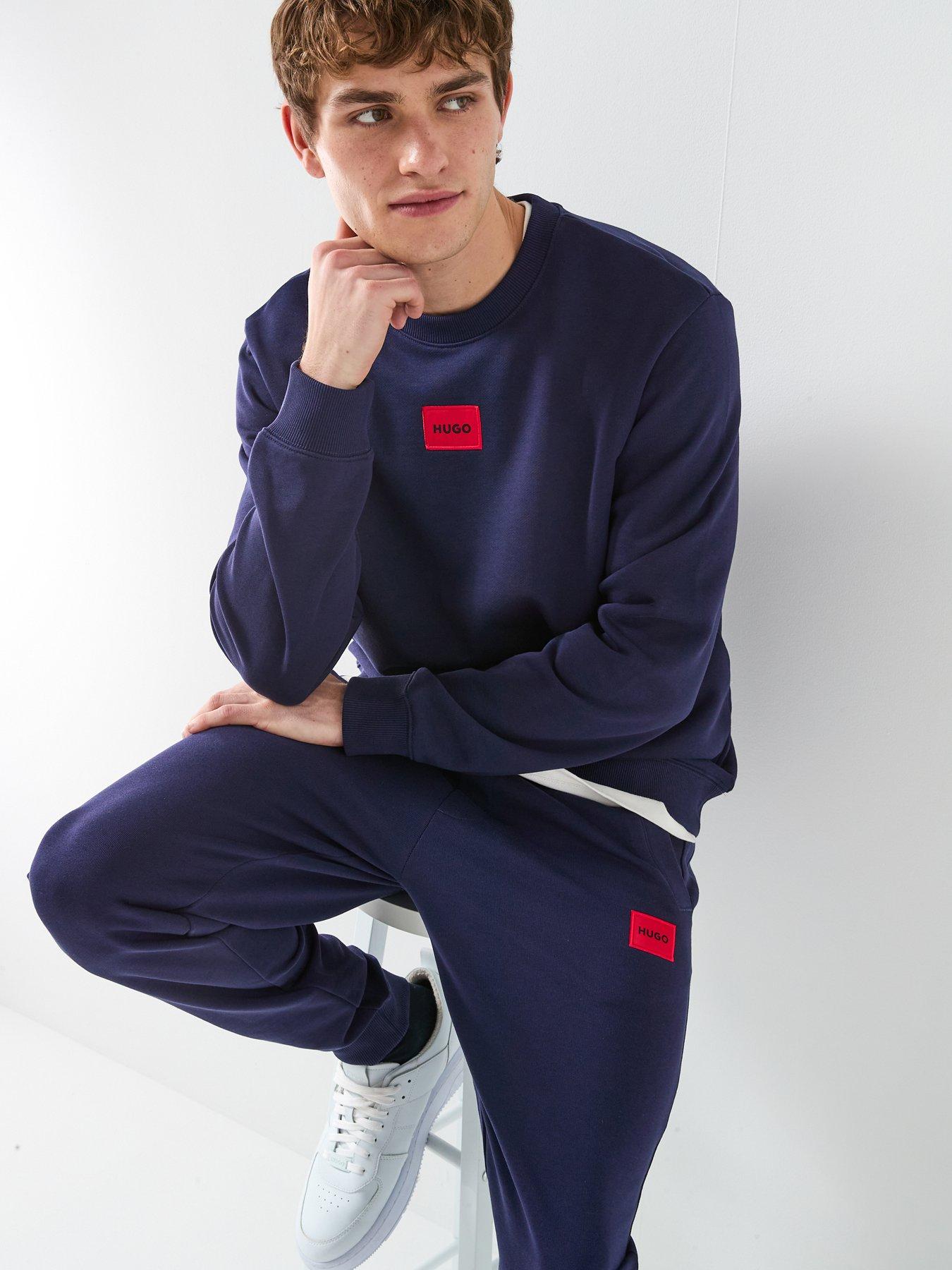  image of hugo-doak-212-regular-fit-cotton-terry-sweat-joggers-navy