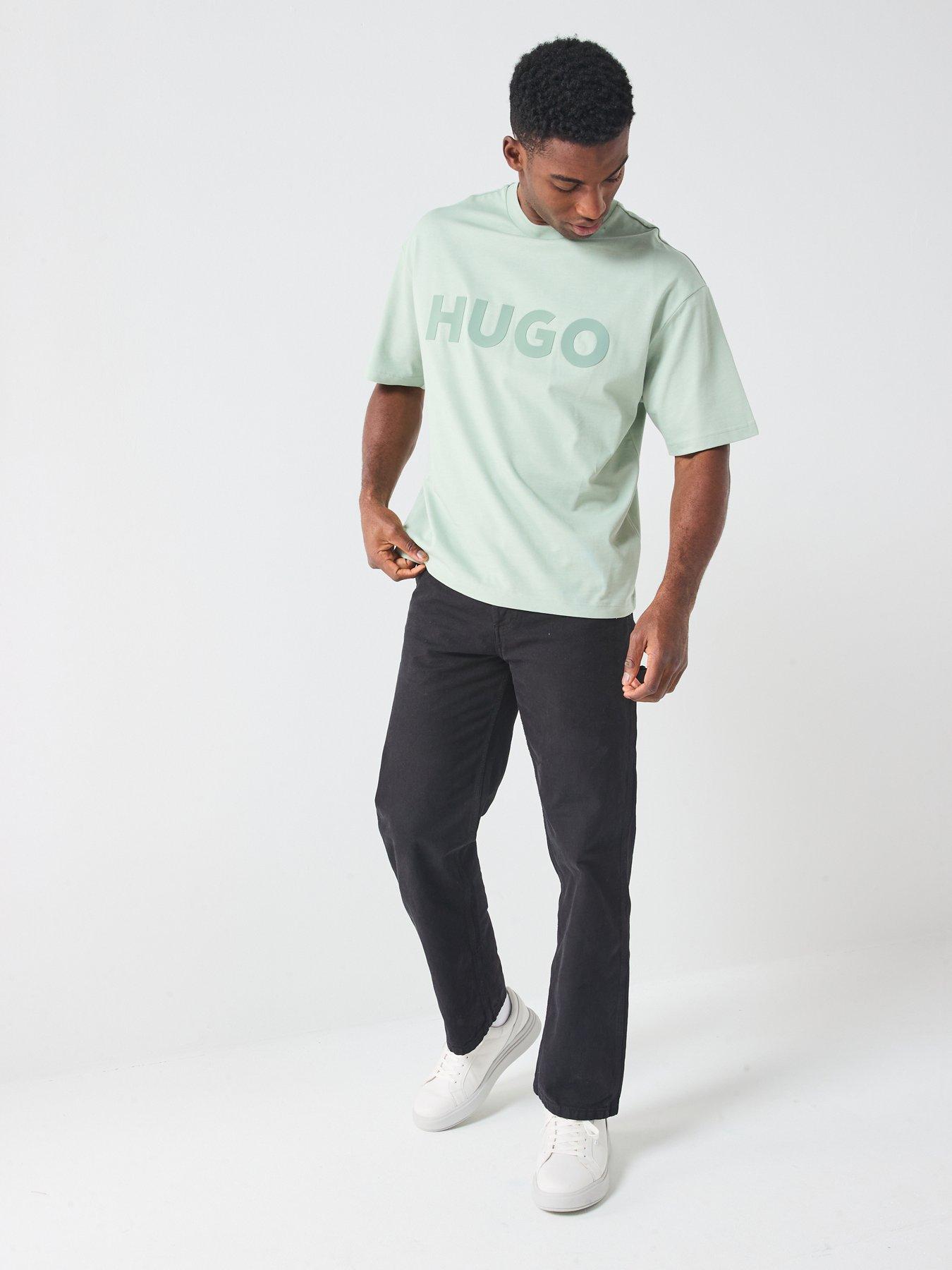 Image 3 of 6 of HUGO Dinkee Tonal Logo Oversize Fit T-Shirt - Green