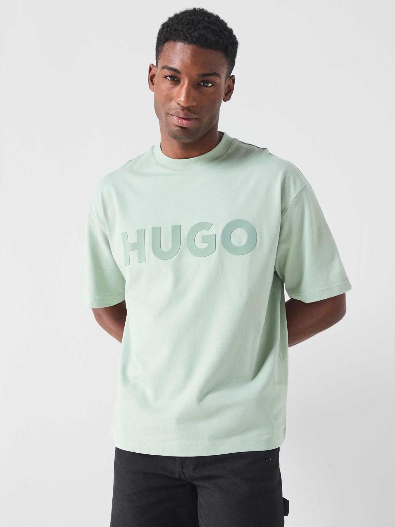 Image 4 of 6 of HUGO Dinkee Tonal Logo Oversize Fit T-Shirt - Green