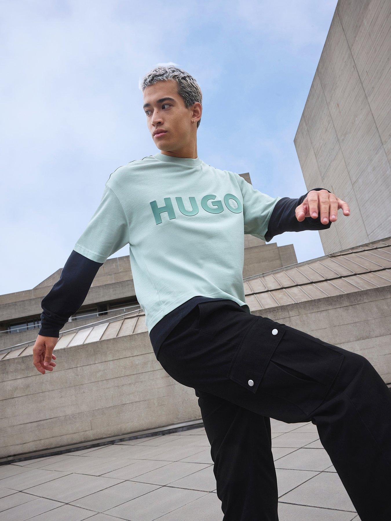 Image 6 of 6 of HUGO Dinkee Tonal Logo Oversize Fit T-Shirt - Green