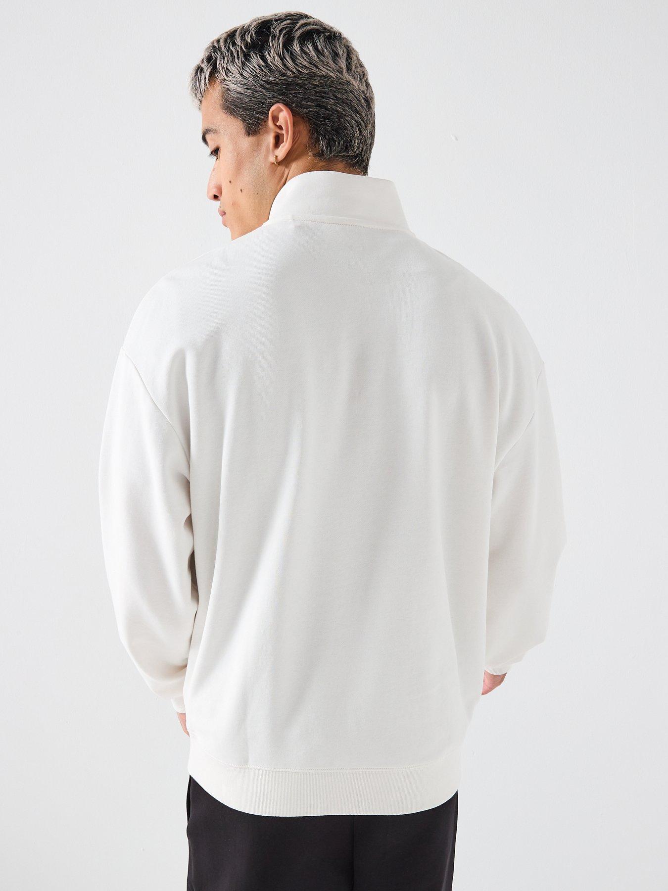 Image 2 of 4 of HUGO Durty244 Relaxed Fit 1/4 Zip Sweatshirt - White
