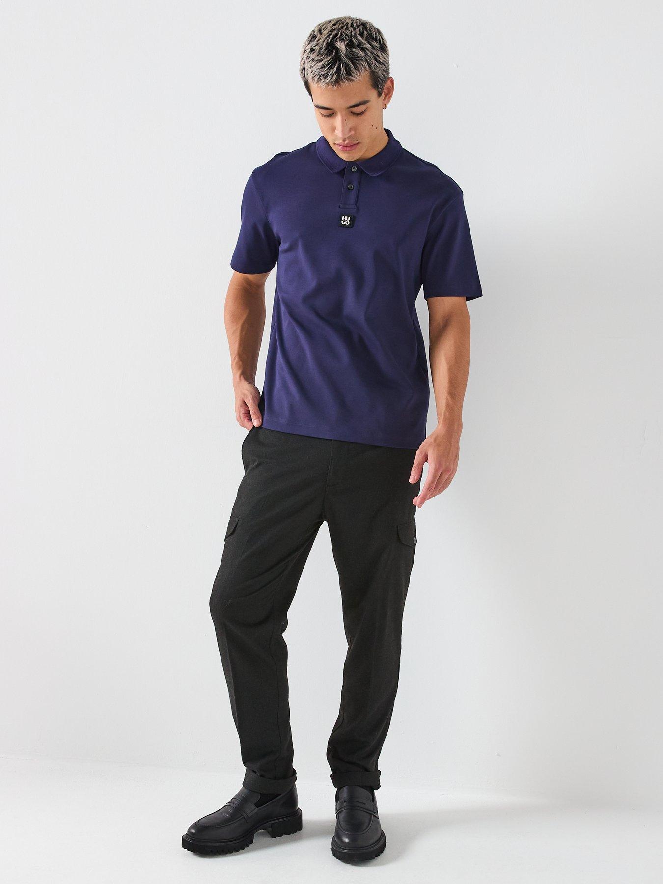 Image 3 of 5 of HUGO Deabono_D Regular Fit Stacked Logo Polo Shirt - Navy