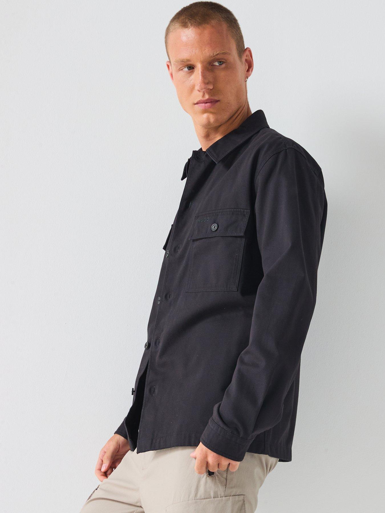 Image 6 of 6 of HUGO Epoldo Oversized Fit Canvas Overshirt - Black