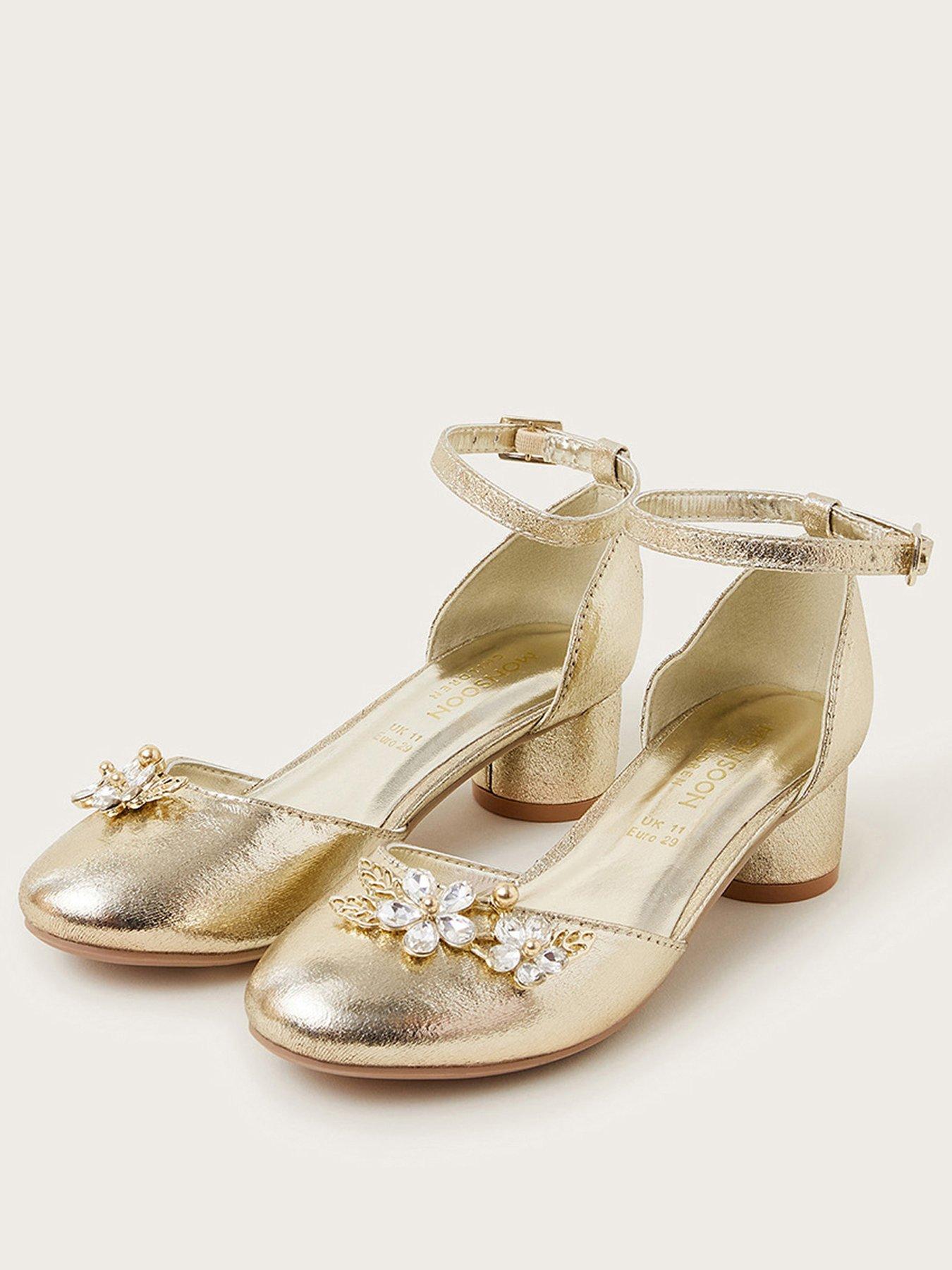 stillFront image of monsoon-girls-gold-jewel-flower-gem-heel-shoe-gold