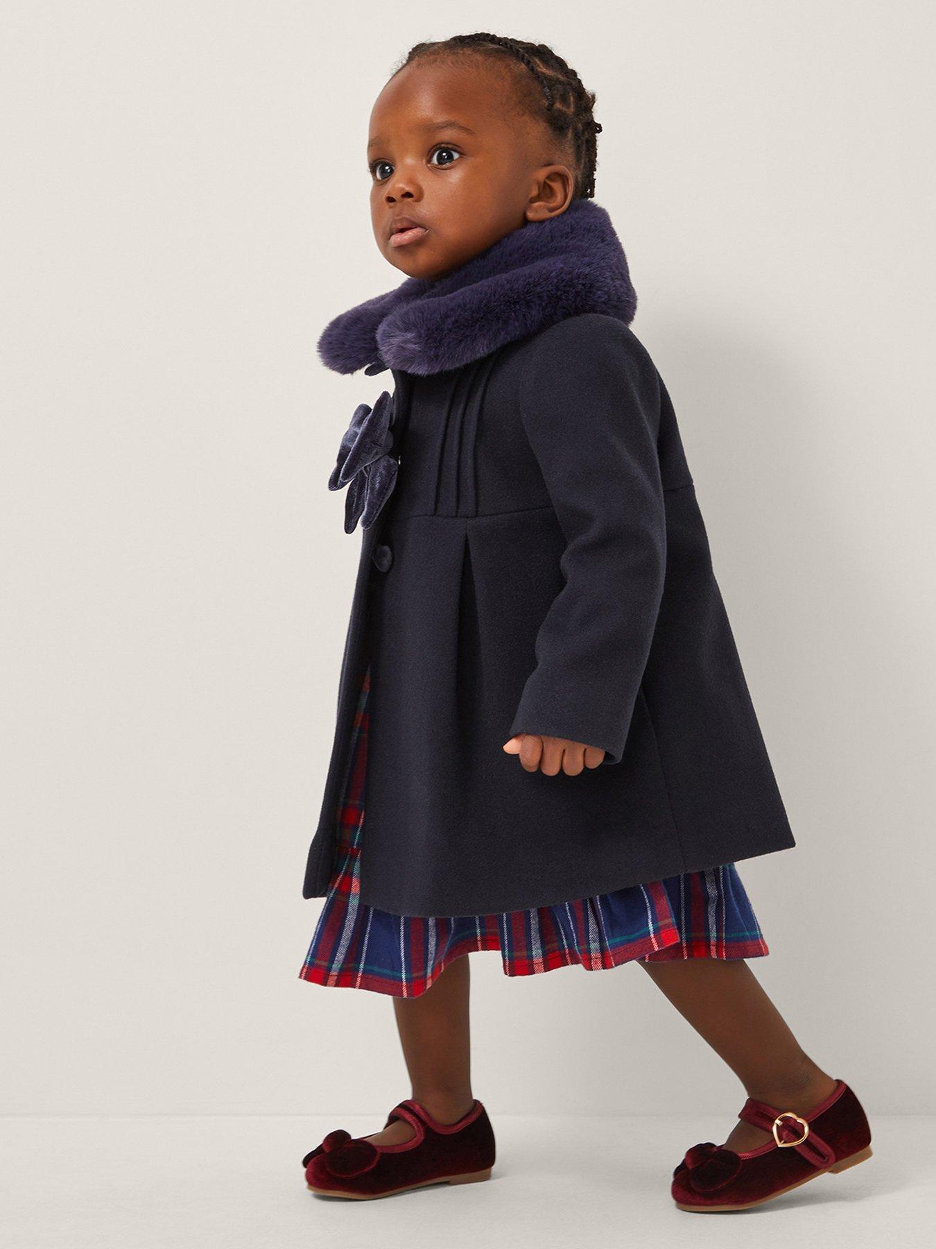 Monsoon Baby Girls Baby Navy Velvet Bow Trim - Navy