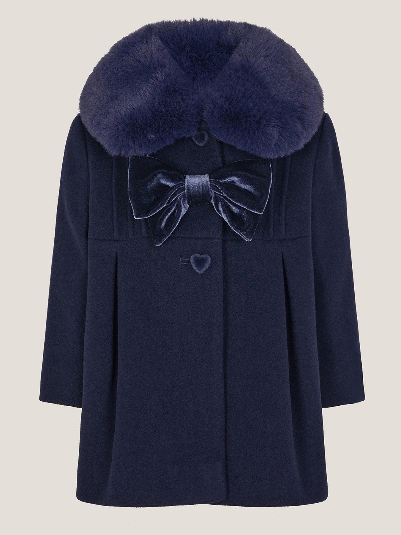 undefined Baby Girls Baby Navy Velvet Bow Trim - Navy