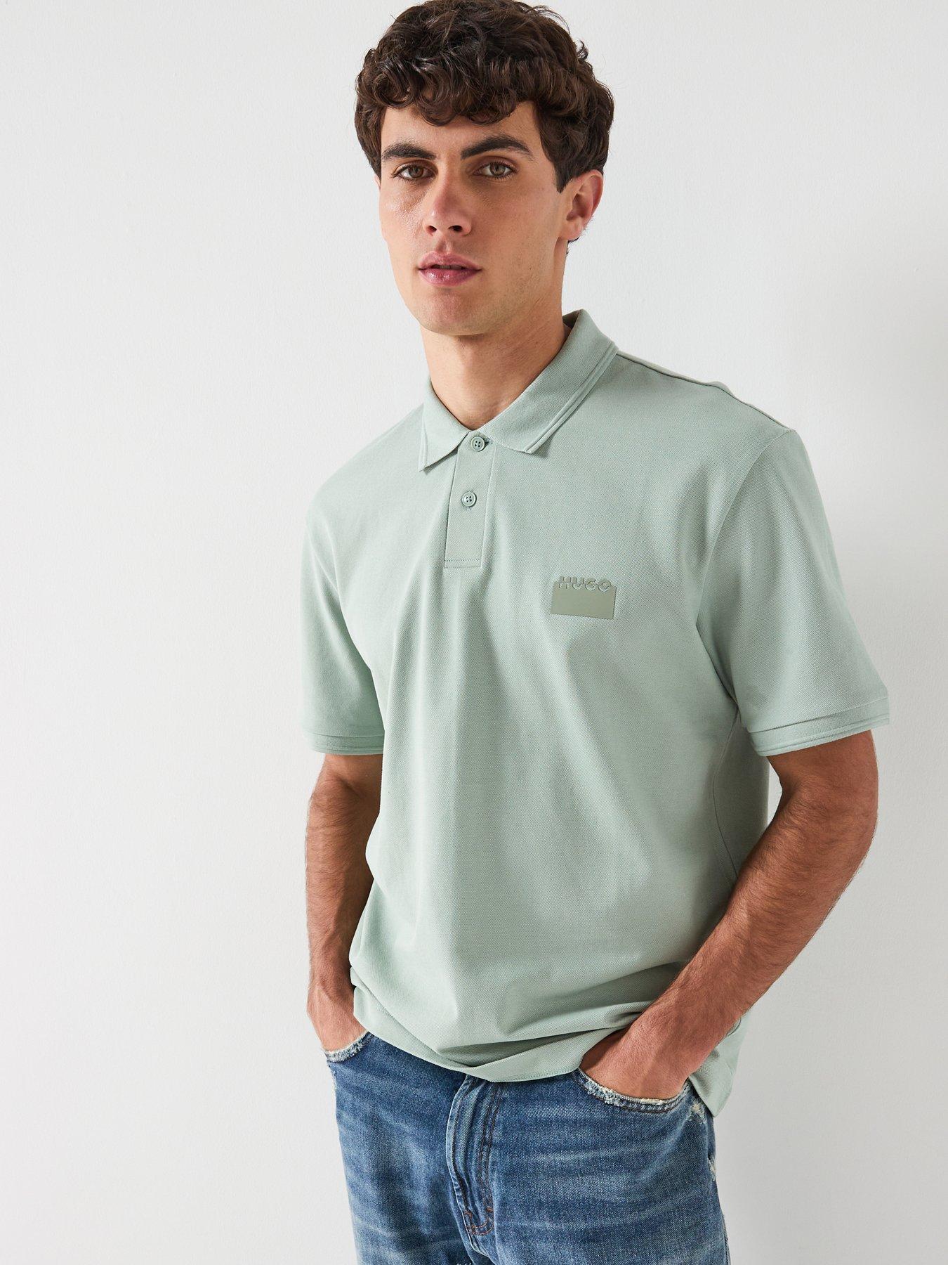 HUGO Delastolo Relaxed Fit Split Logo Polo Shirt - Green