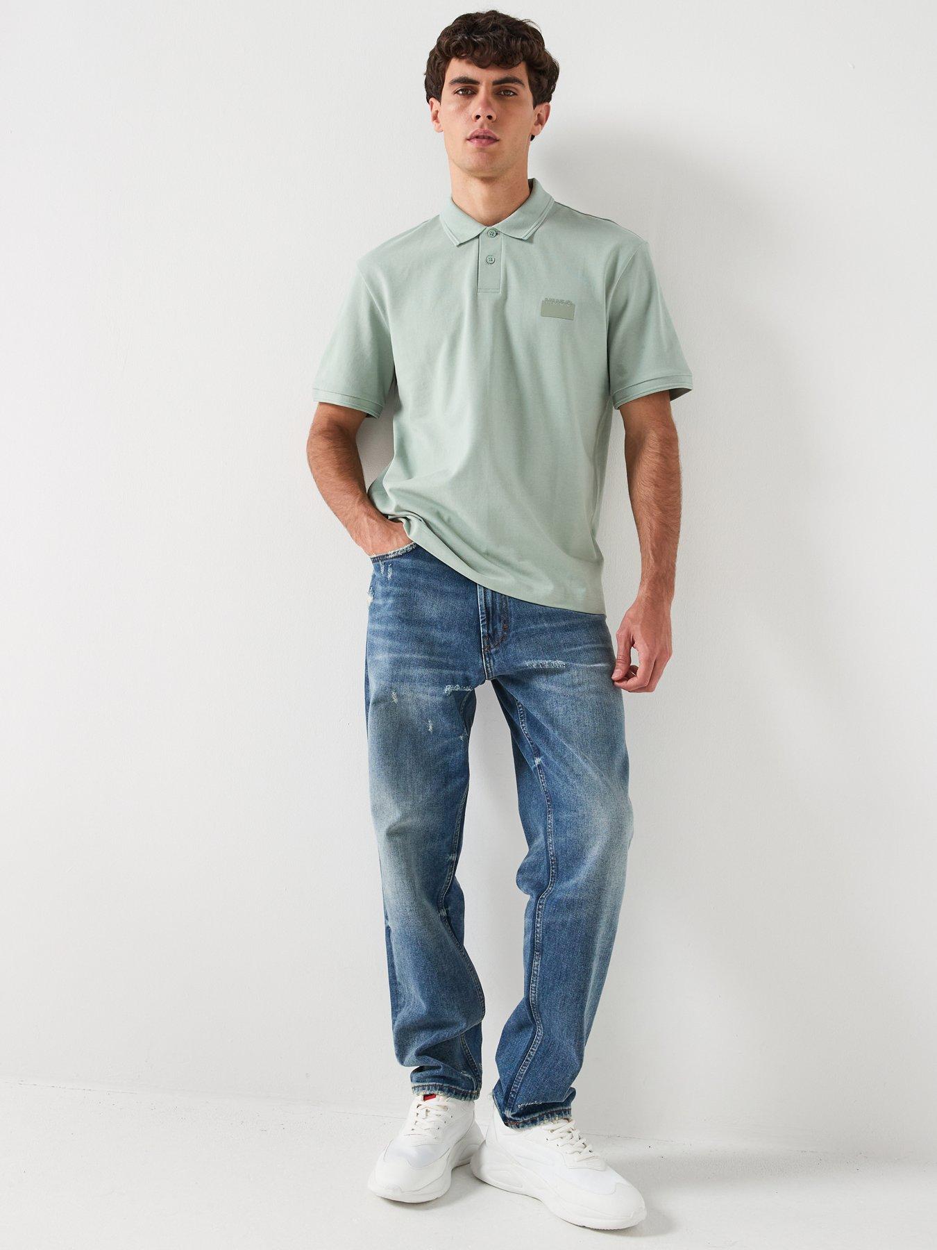  image of hugo-delastolo-relaxed-fit-split-logo-polo-shirt-green