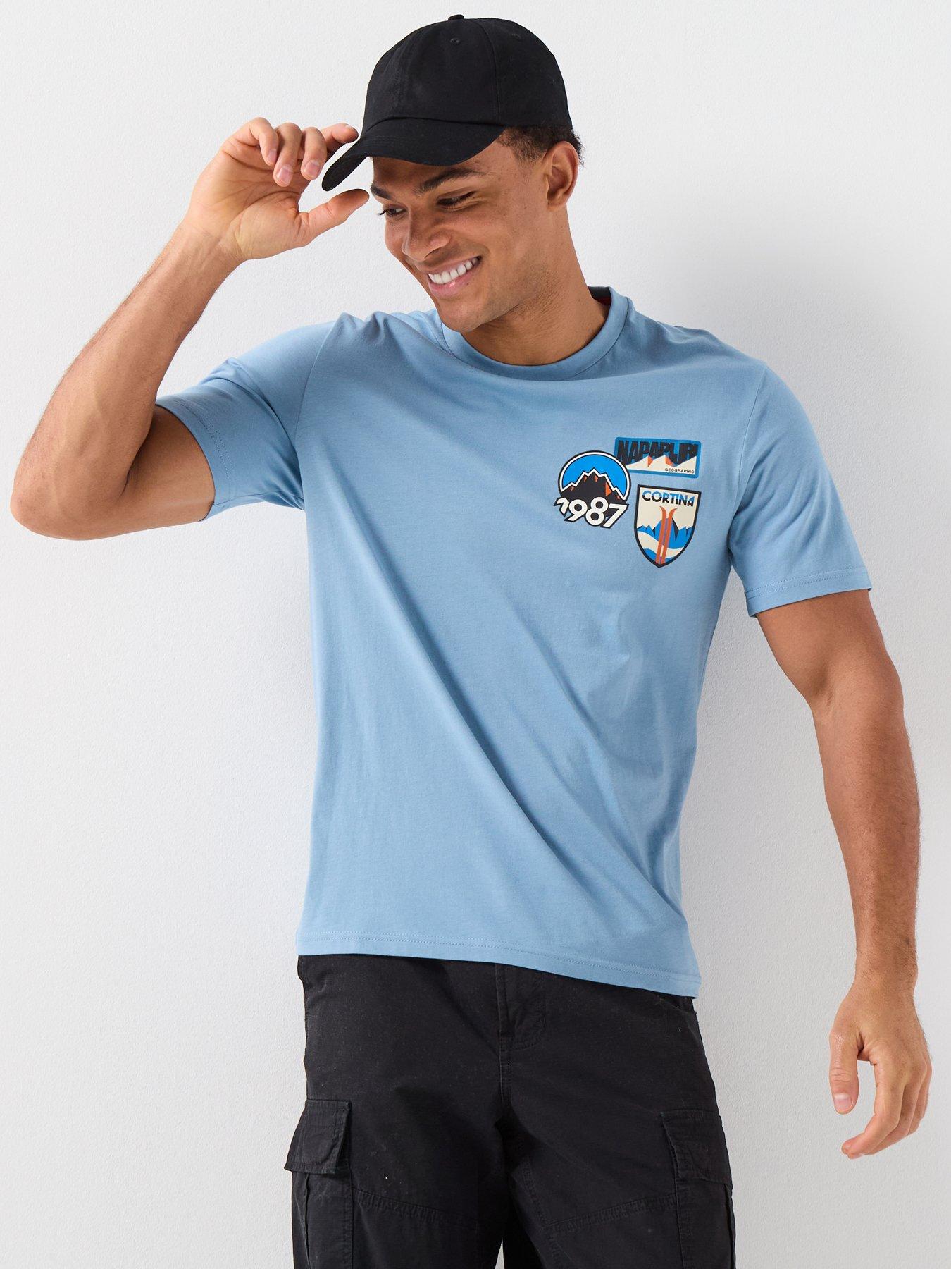  image of napapijri-mens-montepiana-t-shirt-denim-blue