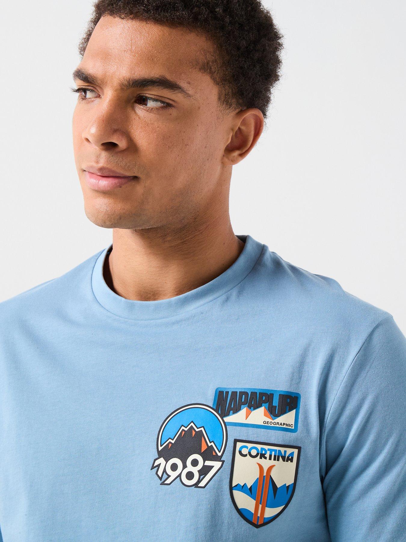  image of napapijri-mens-montepiana-t-shirt-denim-blue