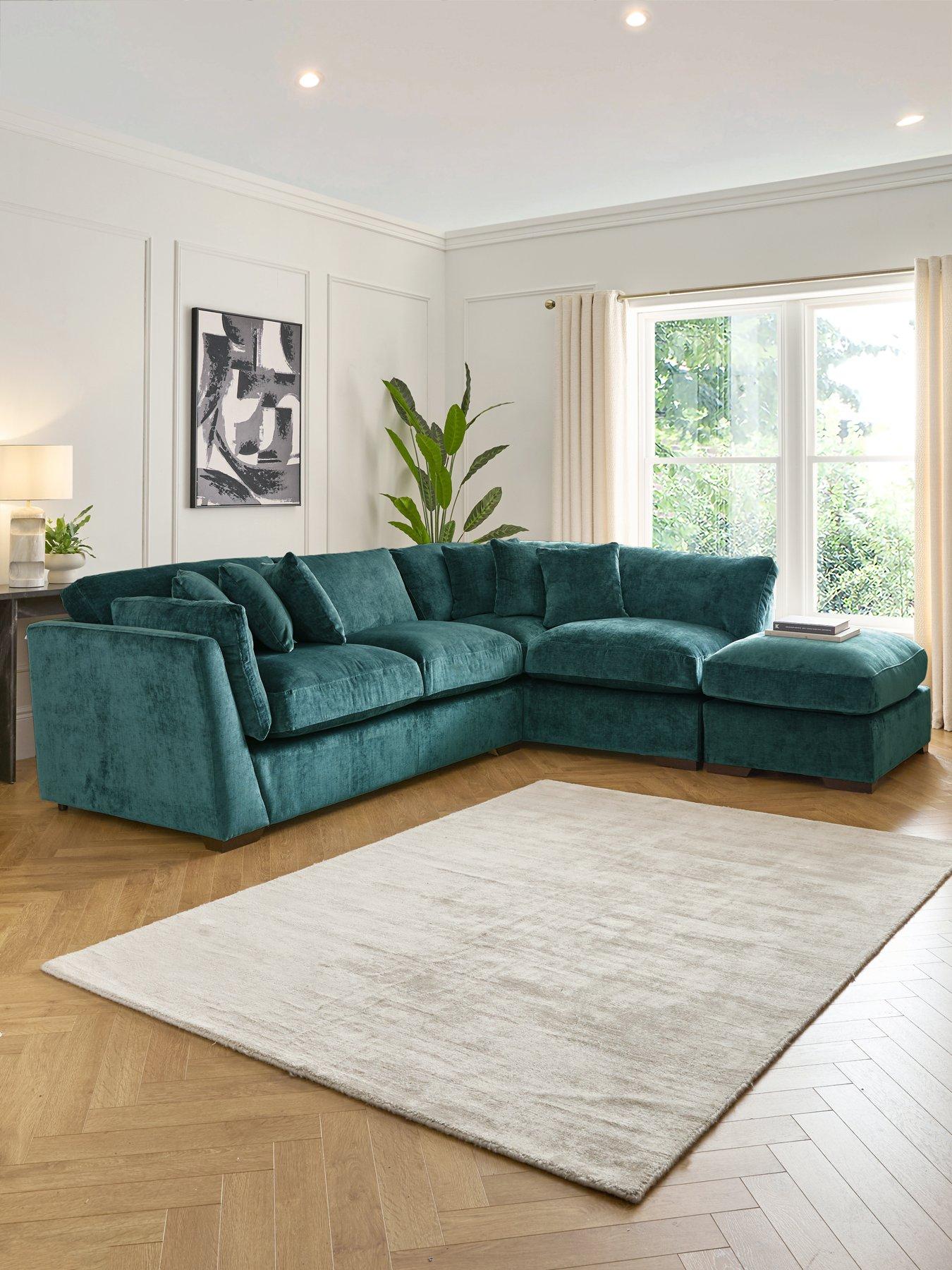 The Very Collection Lansa Right Hand Fabric Corner Chaise Sofa with Footstool - Made to Order in the UK - FSC® Certified