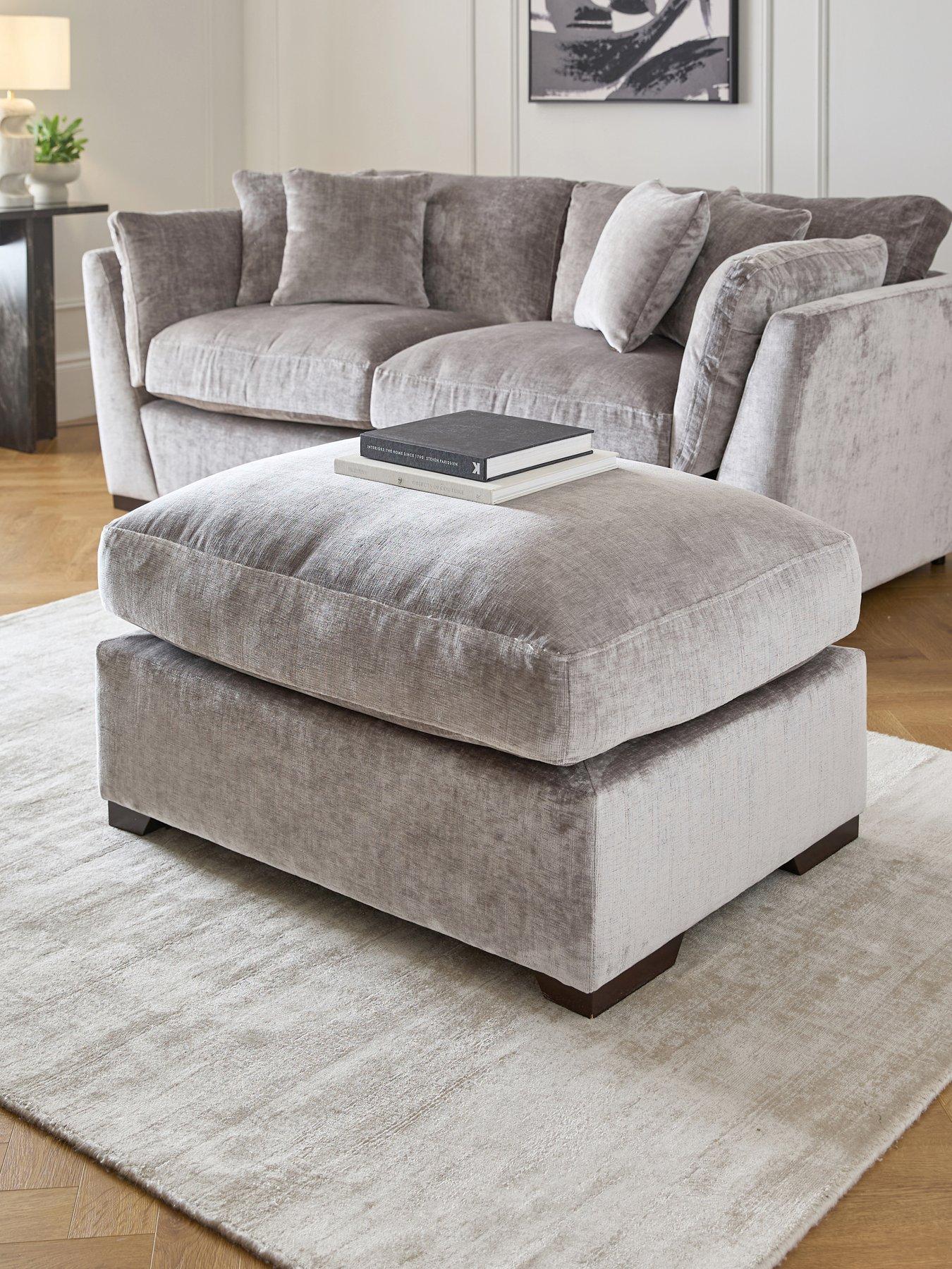 undefined Lansa Fabric Large Footstool - Made to Order in the UK