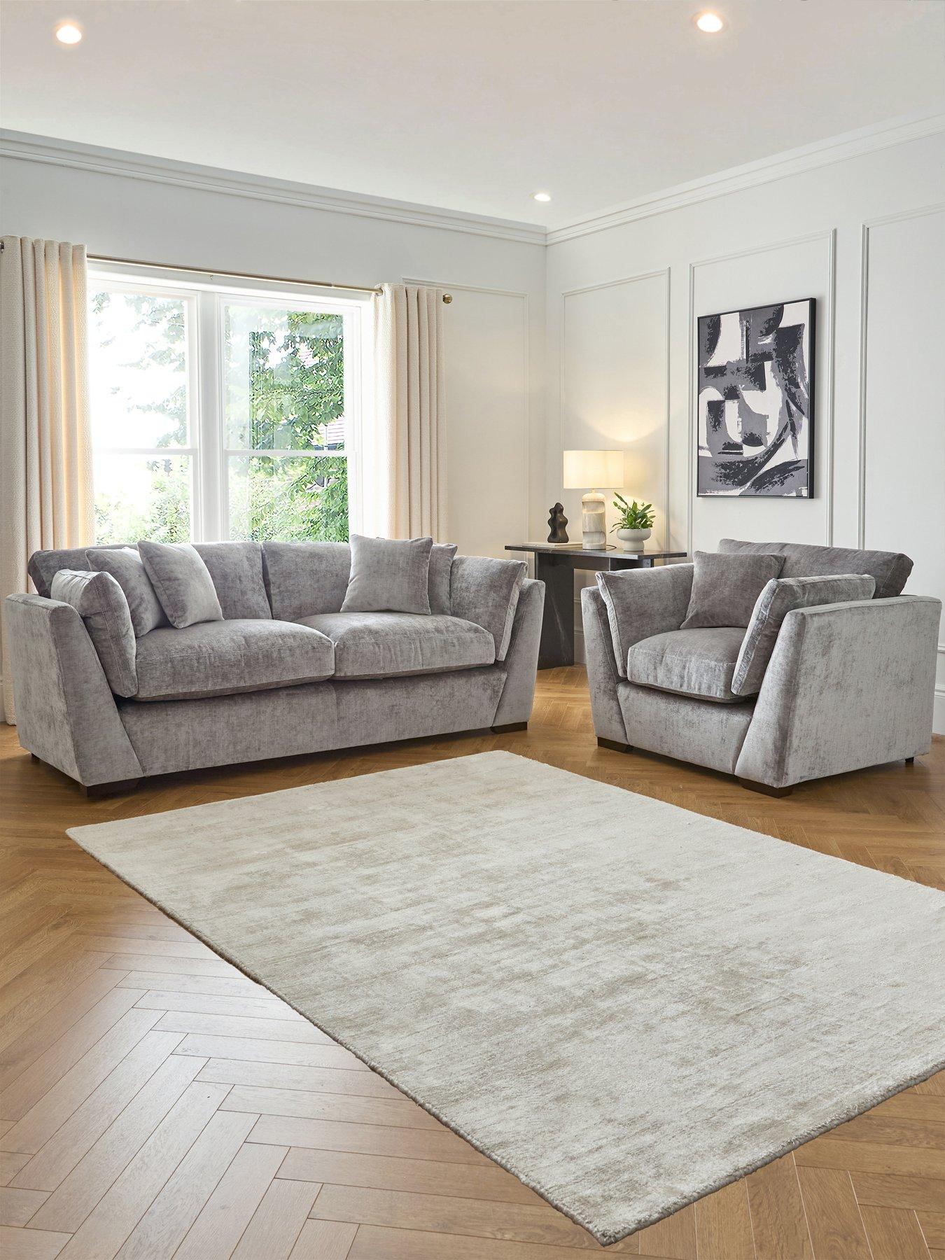 Image 1 of 7 of Very Home Lansa 3 Seater Fabric Sofa + Armchair Set (Buy &amp; SAVE!)&nbsp;- Made to Order in the UK