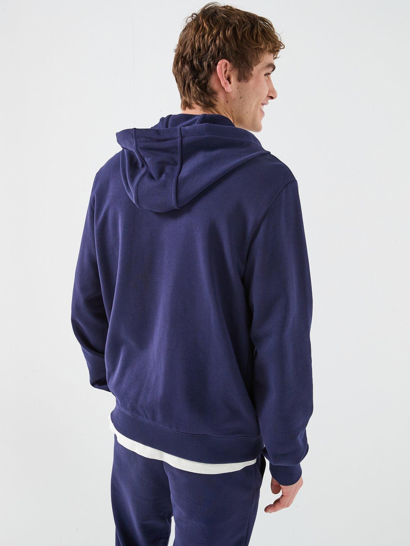 stillFront image of hugo-daple-212-regular-fit-cotton-terry-zip-through-hoodie-navy