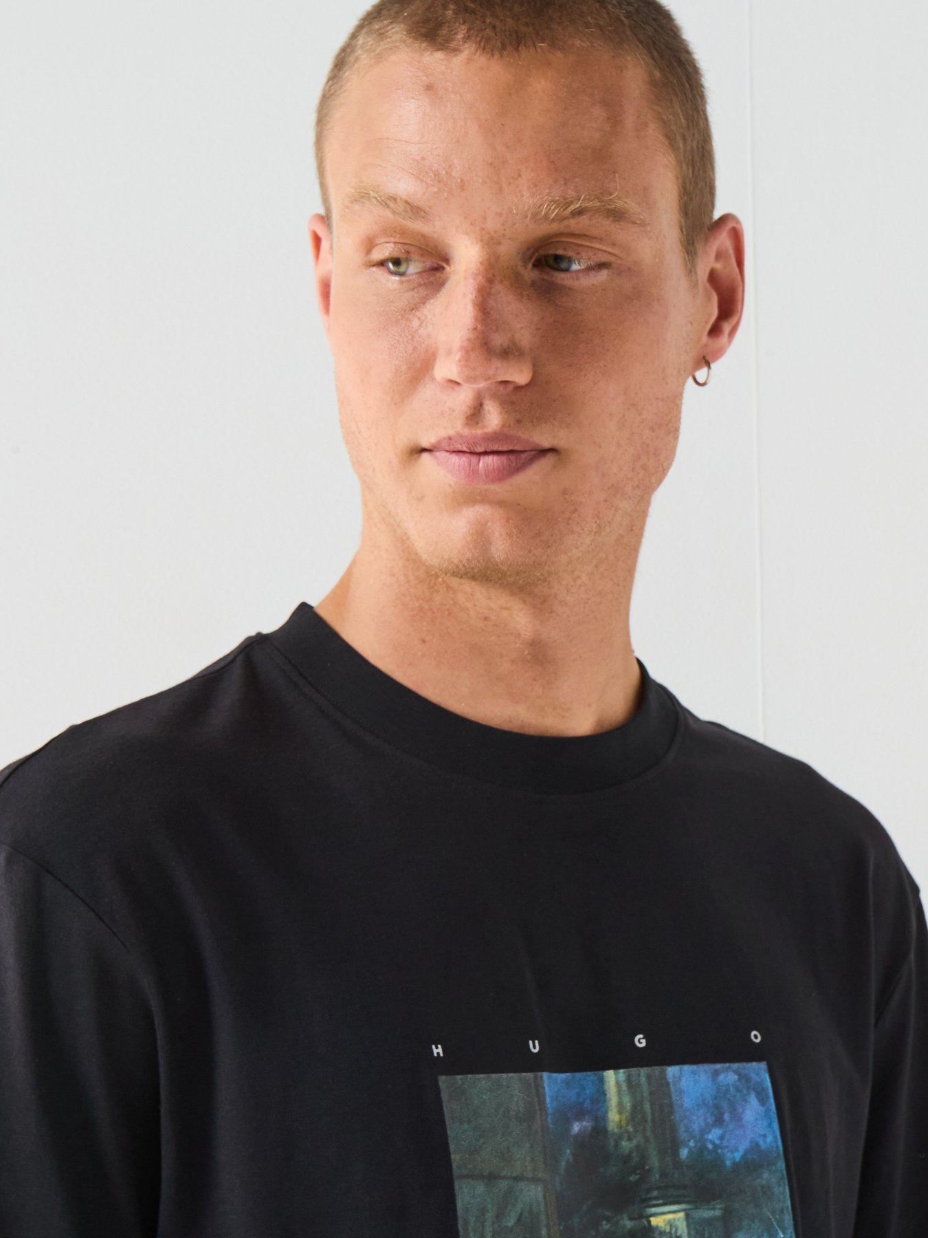  image of hugo-dabolos-relaxed-fit-painting-print-t-shirt-black