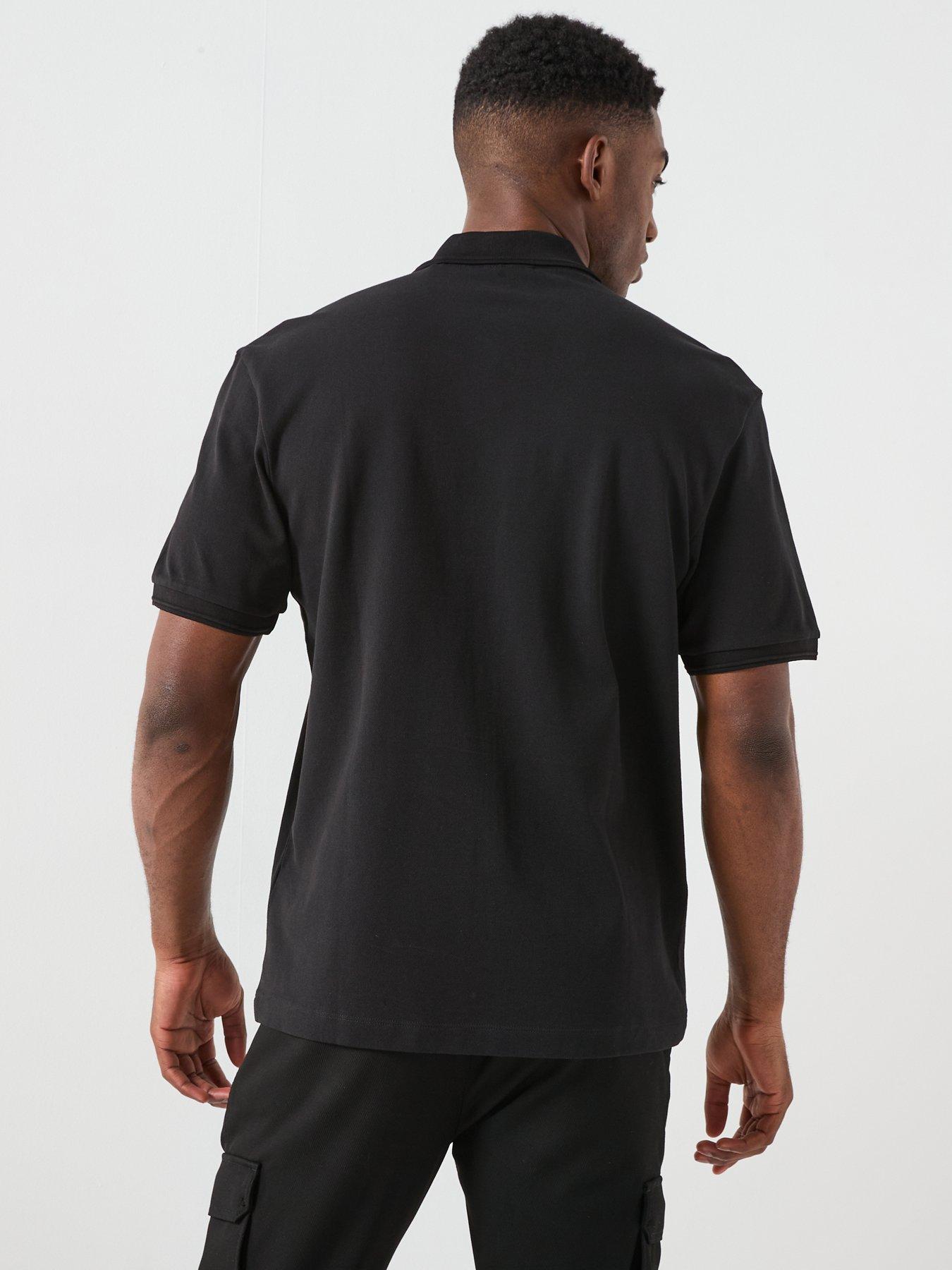stillFront image of hugo-delastolo-relaxed-fit-split-logo-polo-shirt-black