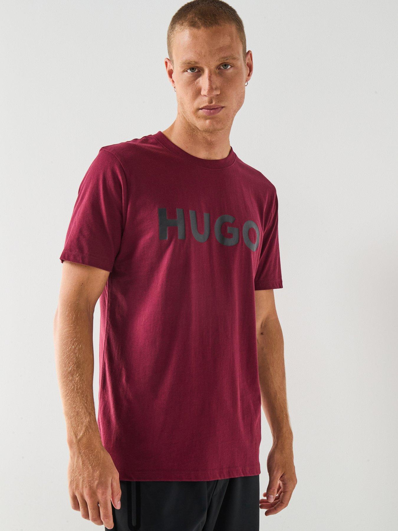 front image of hugo-dulivio-regular-fit-t-shirt-dark-red