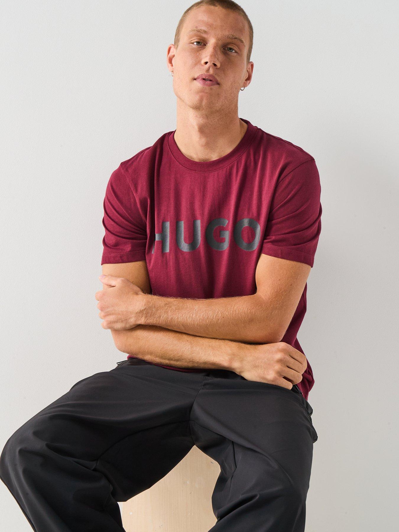  image of hugo-dulivio-regular-fit-t-shirt-dark-red