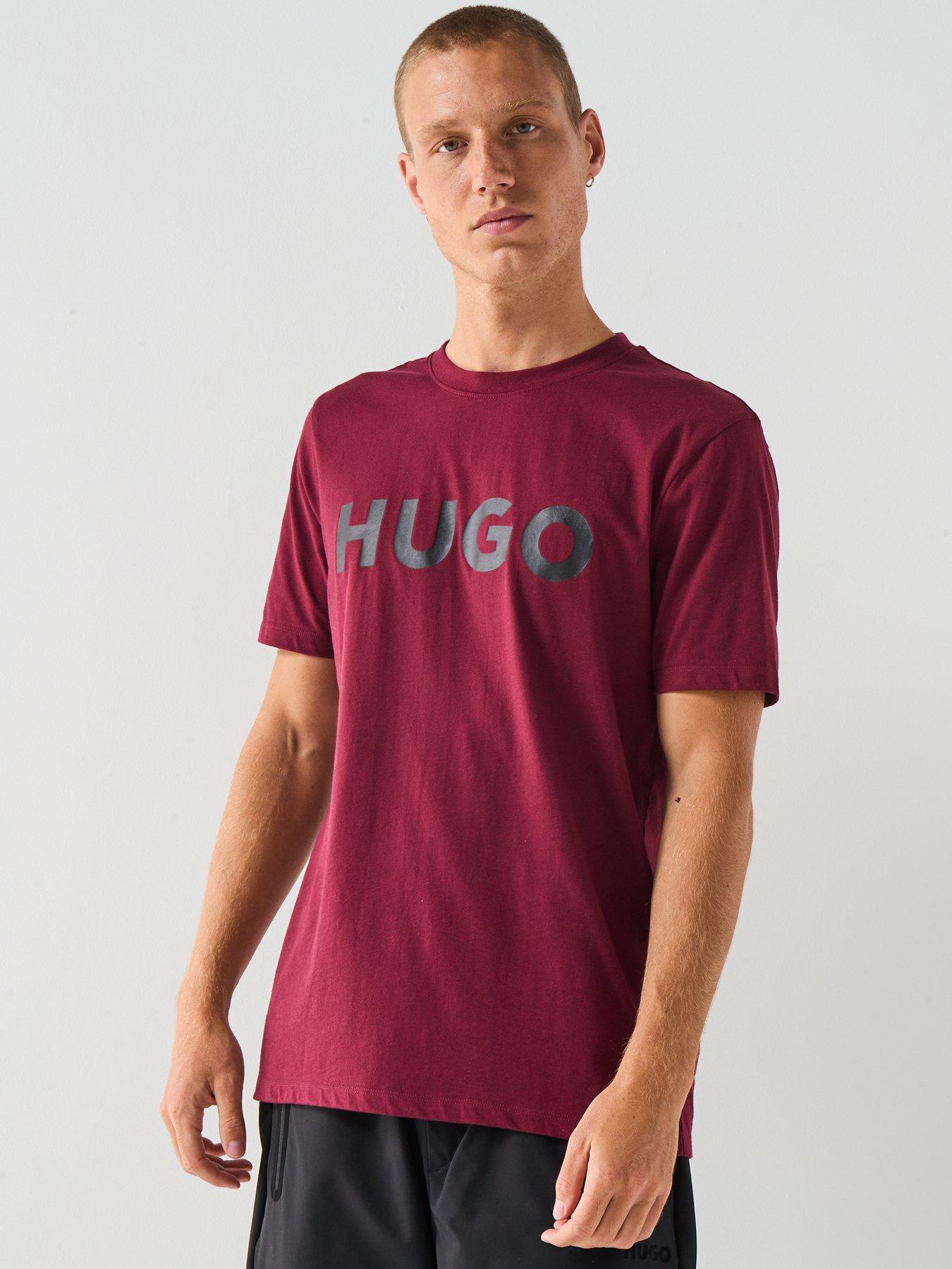 image of hugo-dulivio-regular-fit-t-shirt-dark-red