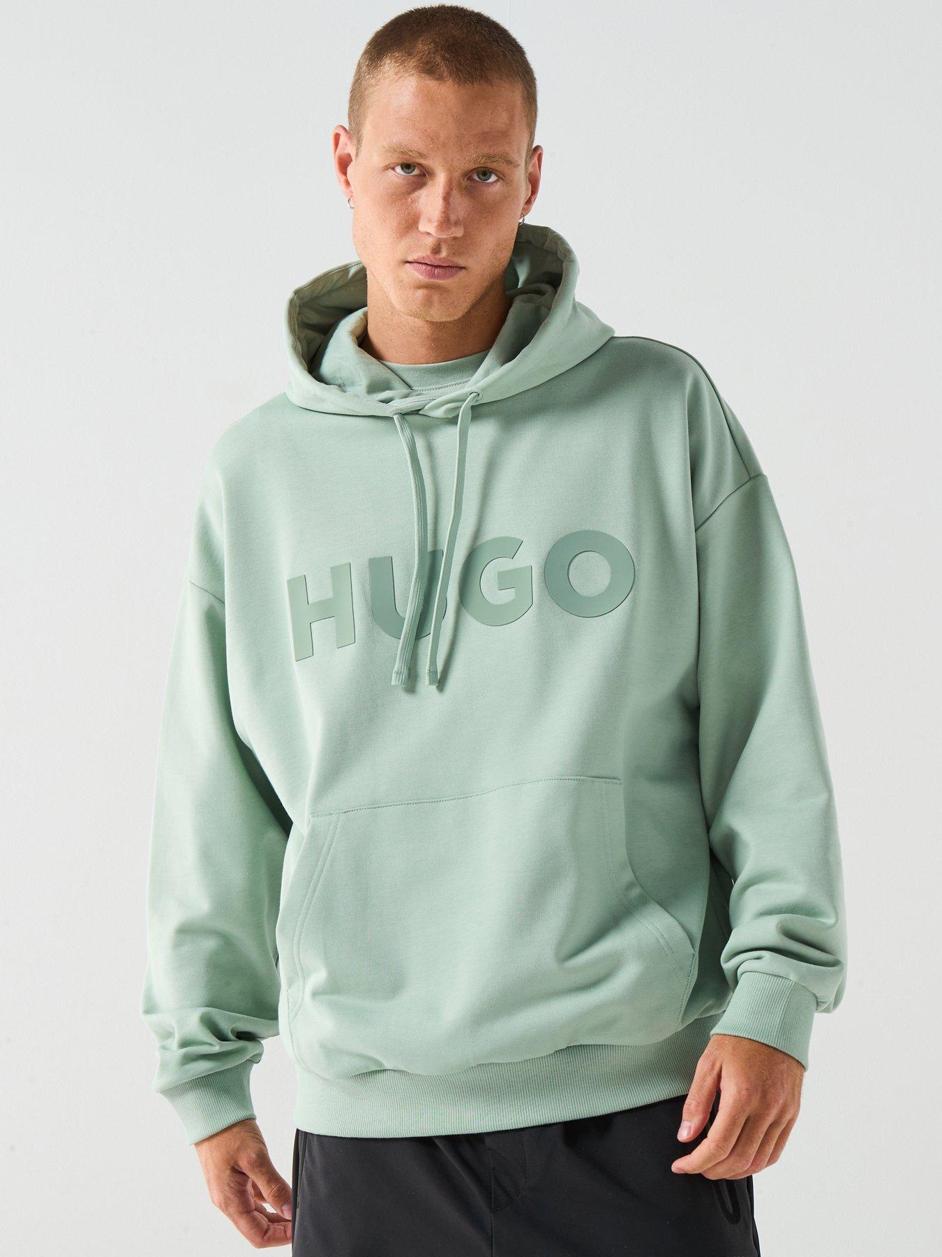 Image 1 of 6 of HUGO Ditchie Oversized Tonal Logo Hoodie - Green