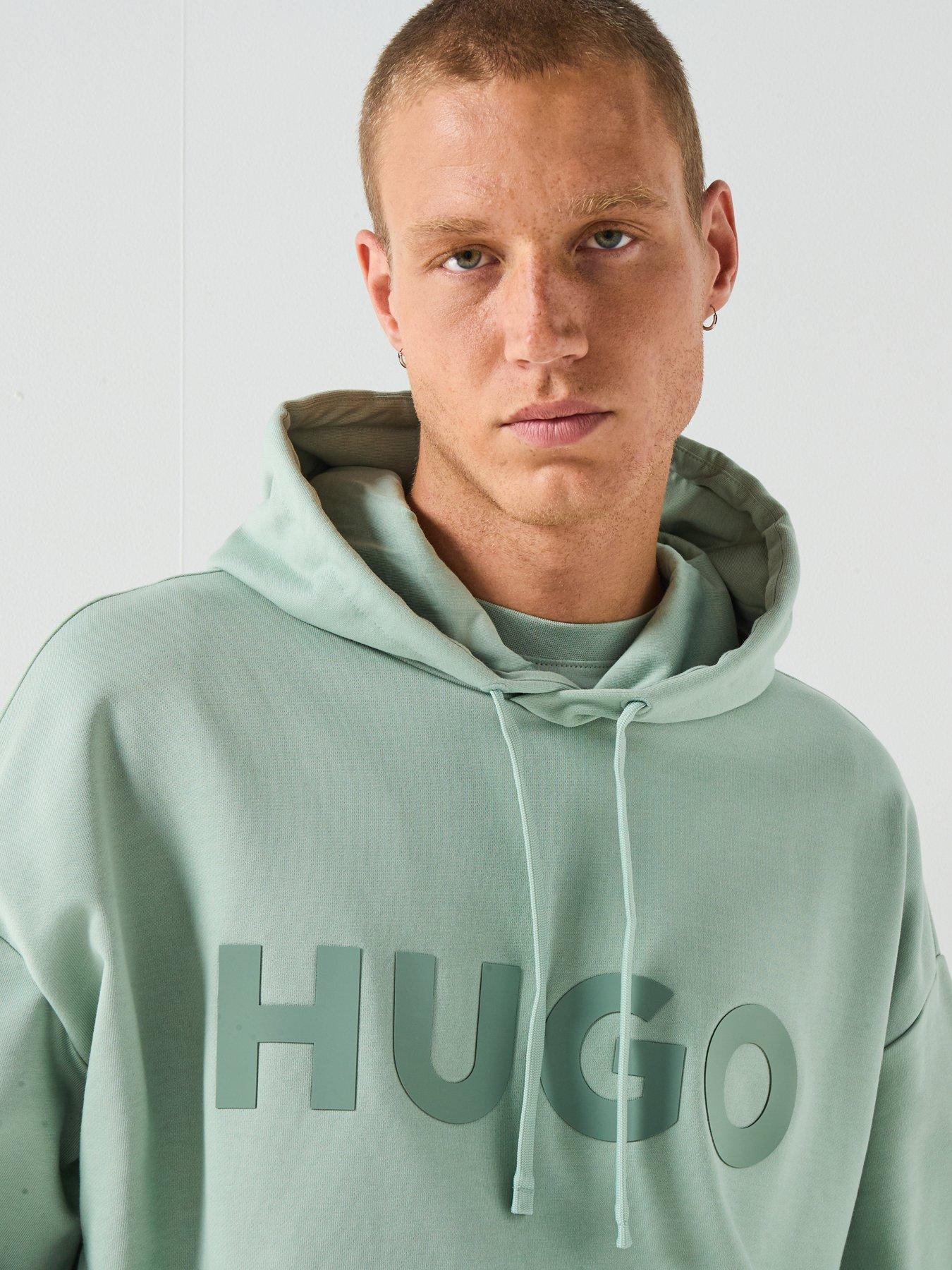 Image 4 of 6 of HUGO Ditchie Oversized Tonal Logo Hoodie - Green