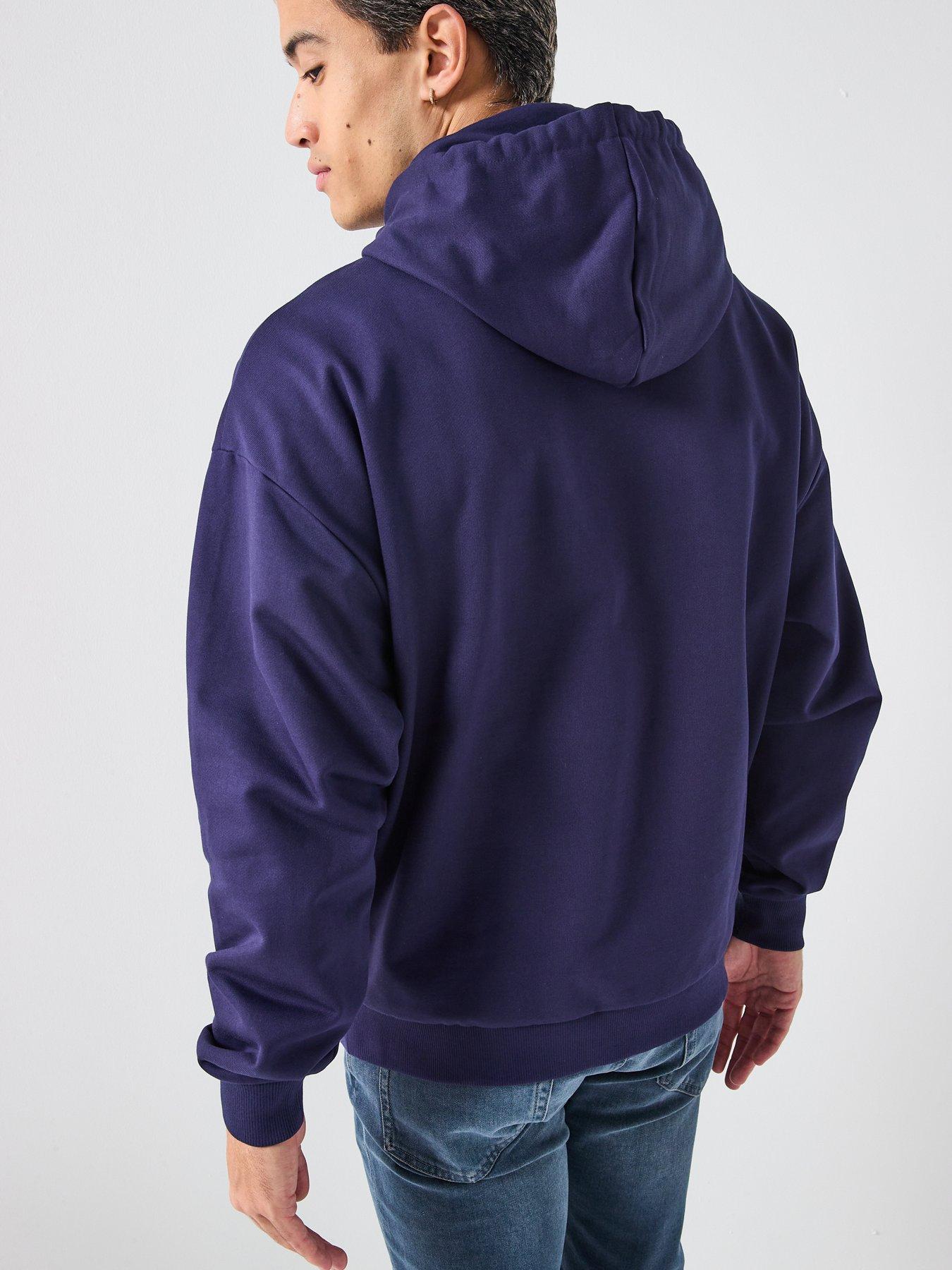 Image 2 of 5 of HUGO Ditchie Oversized Tonal Logo Hoodie - Navy
