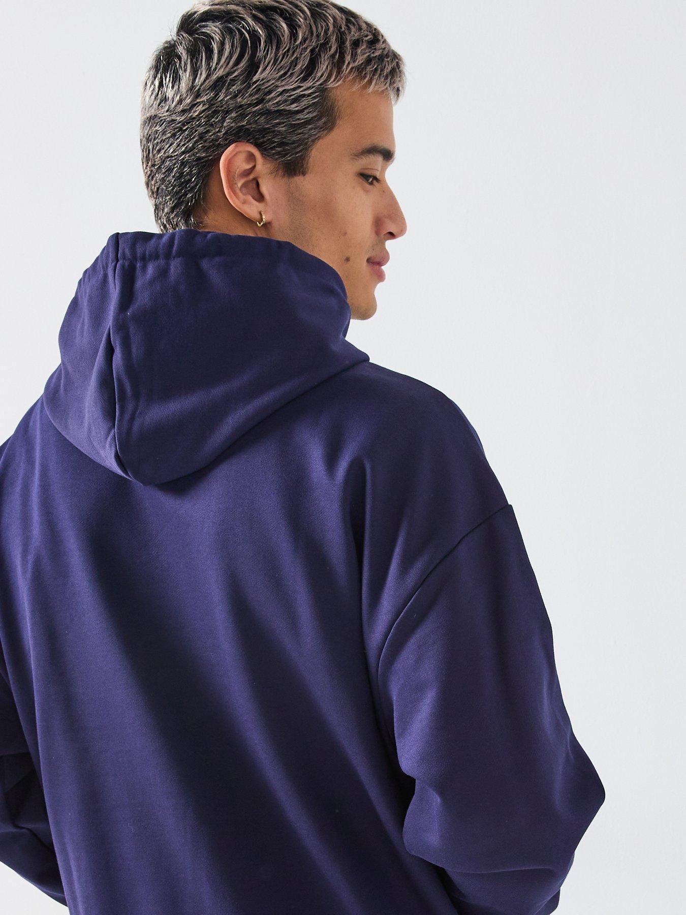 Image 5 of 5 of HUGO Ditchie Oversized Tonal Logo Hoodie - Navy