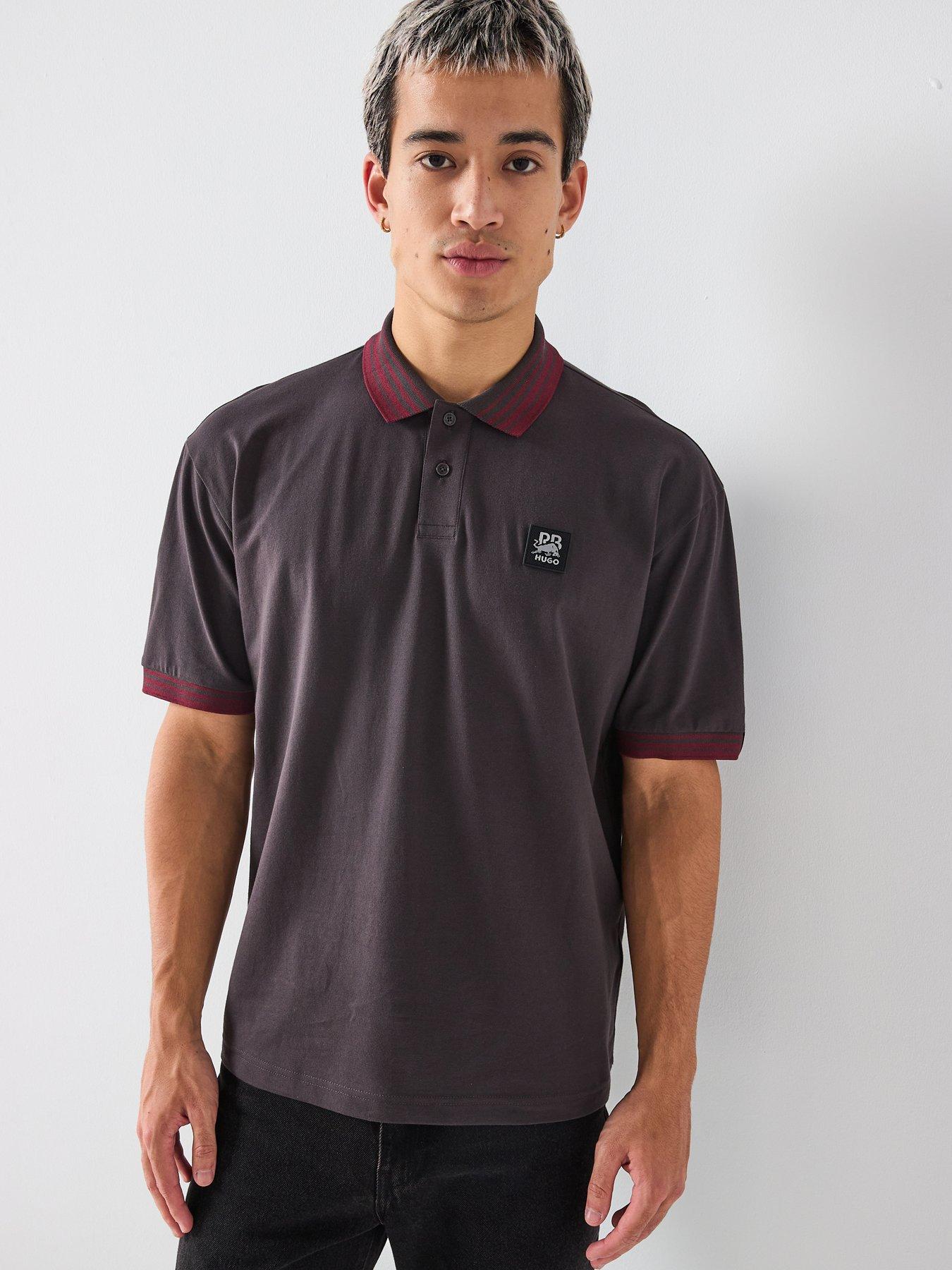HUGO izgi Racing Bulls Tipping Detail Relaxed Fit Polo Shirt - Brown