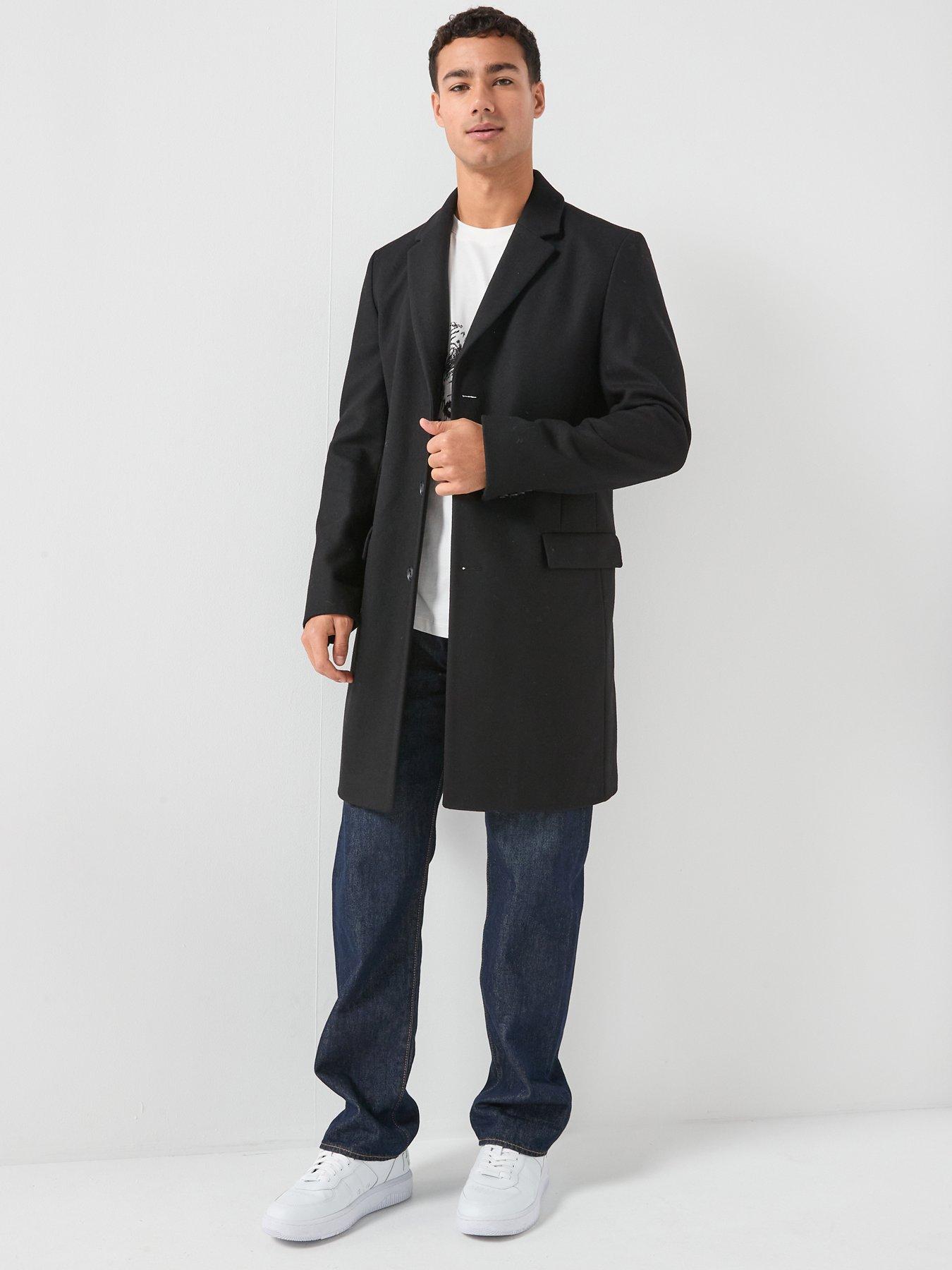 Image 1 of 5 of HUGO Migor2541 Slim Fit Tailored Wool Overcoat - Black