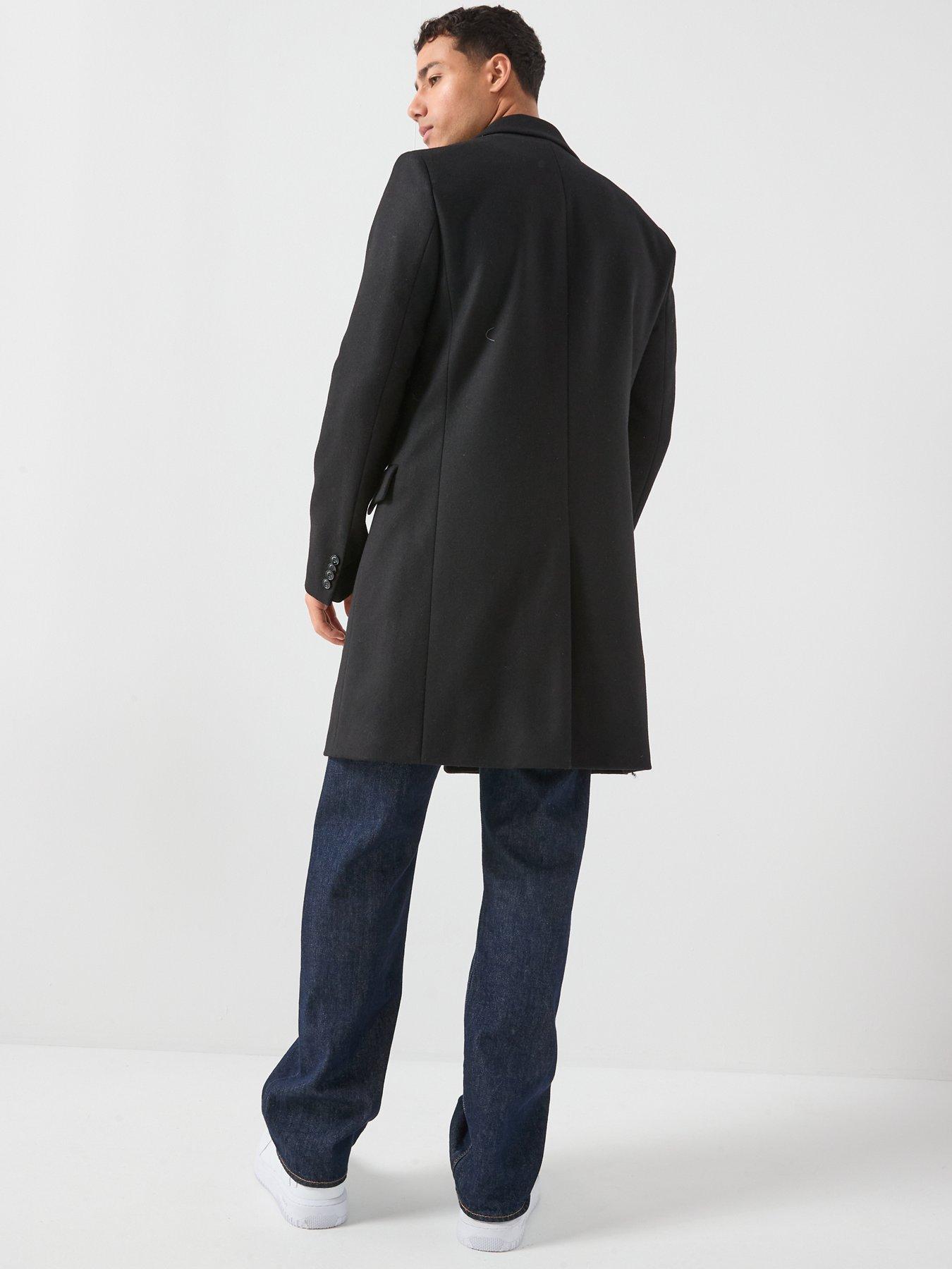 Image 2 of 5 of HUGO Migor2541 Slim Fit Tailored Wool Overcoat - Black