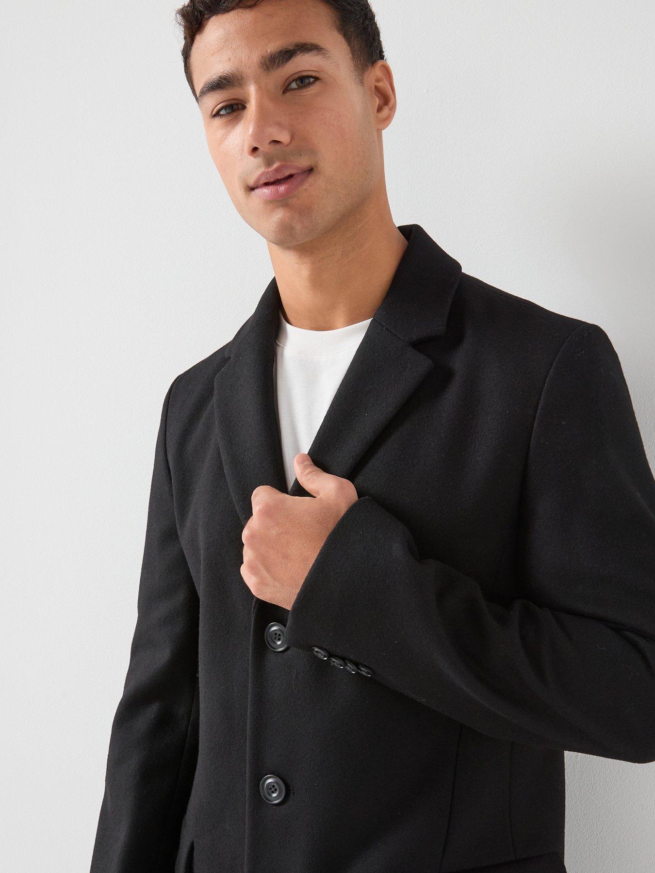 Image 4 of 5 of HUGO Migor2541 Slim Fit Tailored Wool Overcoat - Black