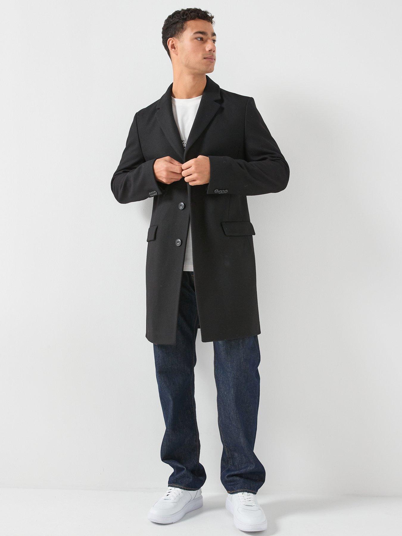 Image 5 of 5 of HUGO Migor2541 Slim Fit Tailored Wool Overcoat - Black