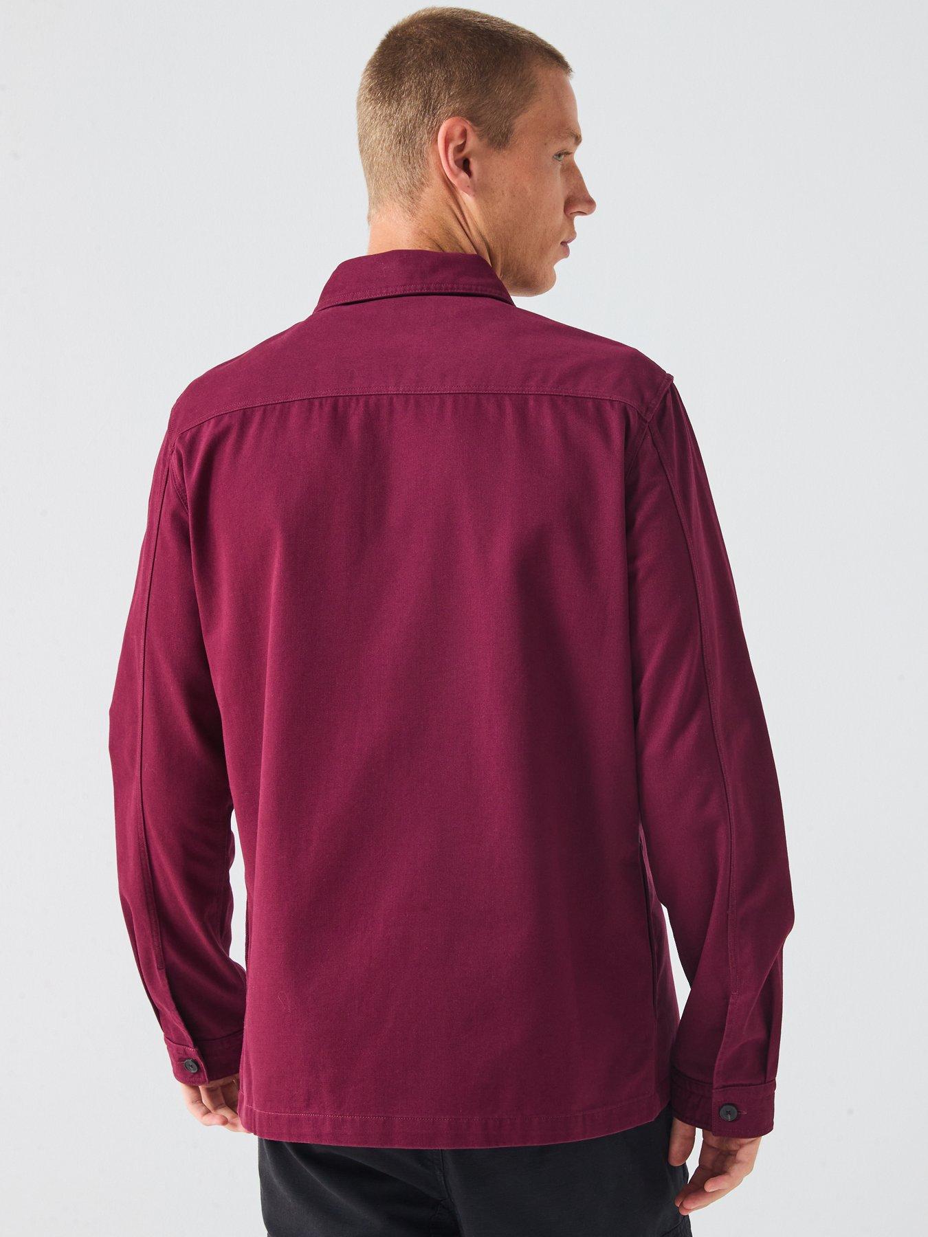 Image 2 of 6 of HUGO Epoldo Canvas Overshirt - Dark Red