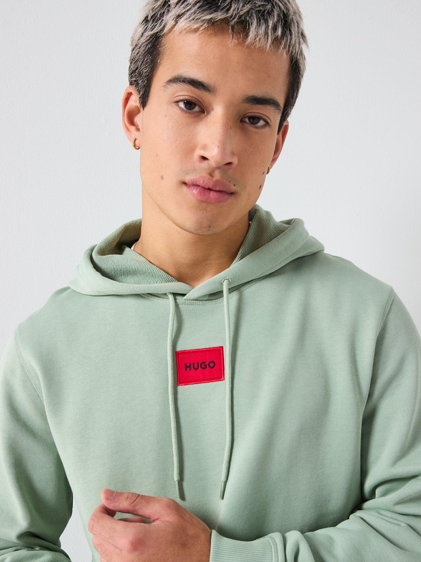 Image 4 of 5 of HUGO Daratschi214 Regular Fit Red Box Logo Hoodie - Green