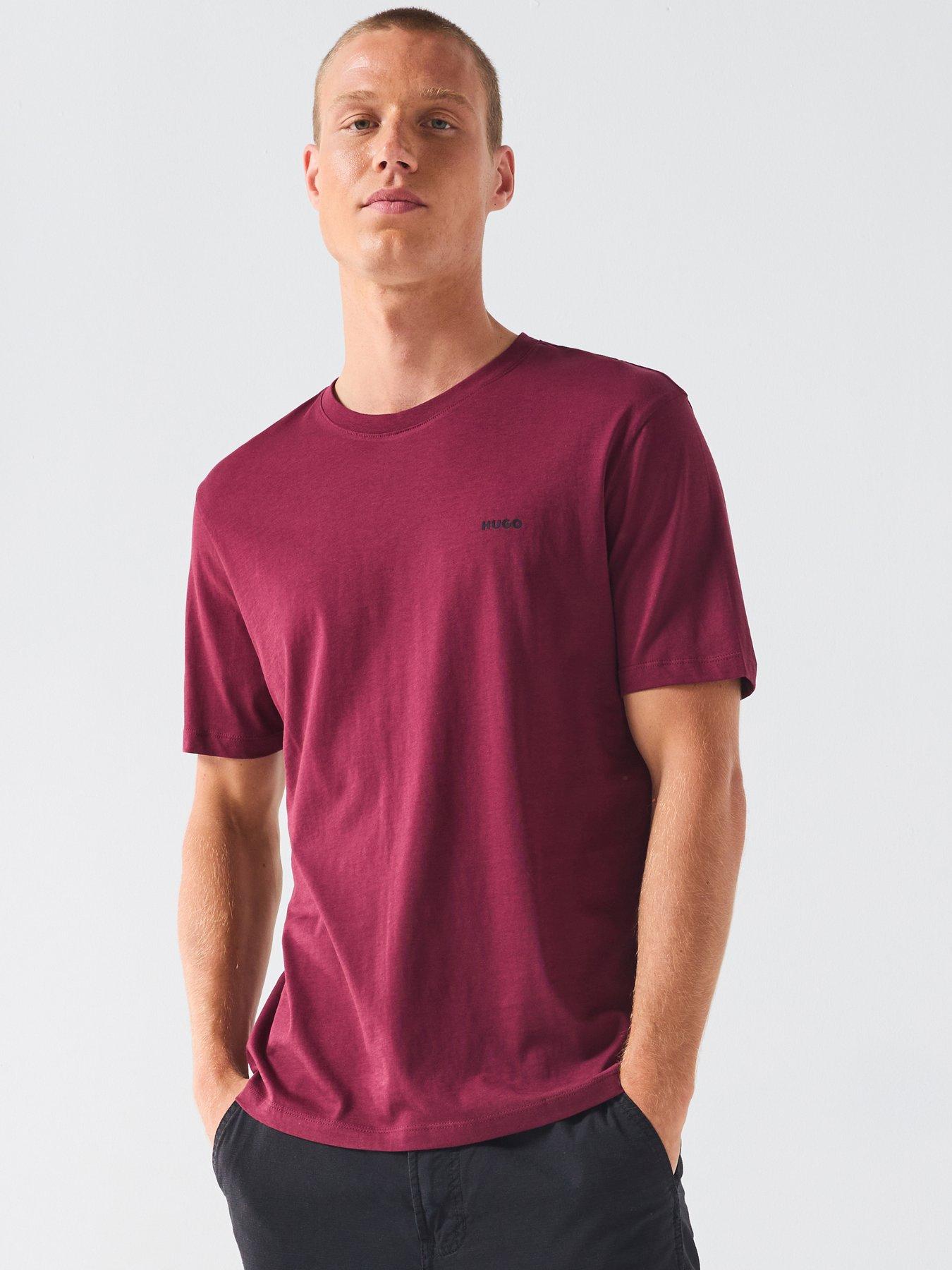 Image 1 of 6 of HUGO Dero222 Regular Fit T-Shirt - Dark Red
