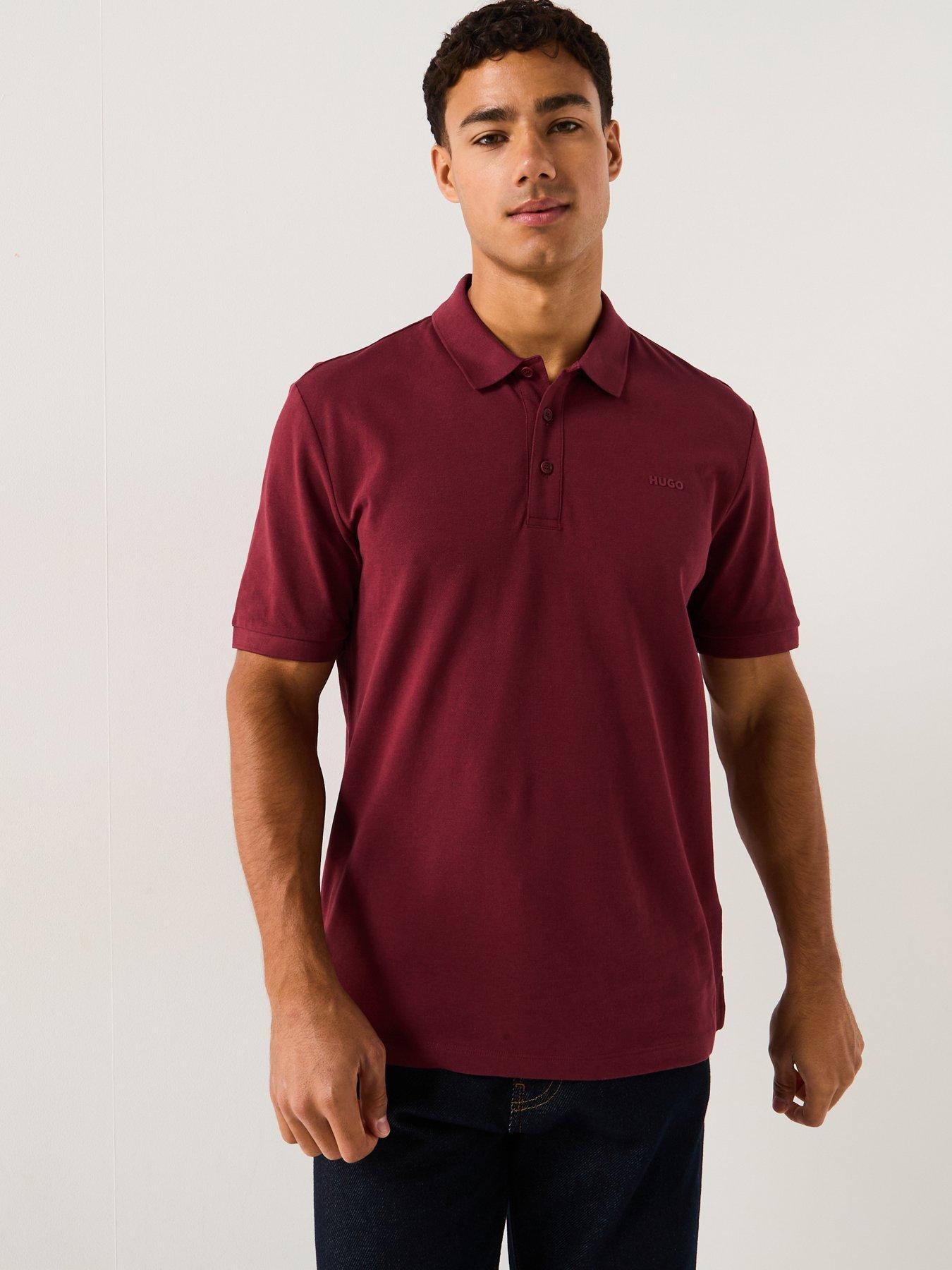 undefined Donos222 Regular Fit Left Chest Tonal Logo Polo Shirt - Dark Red
