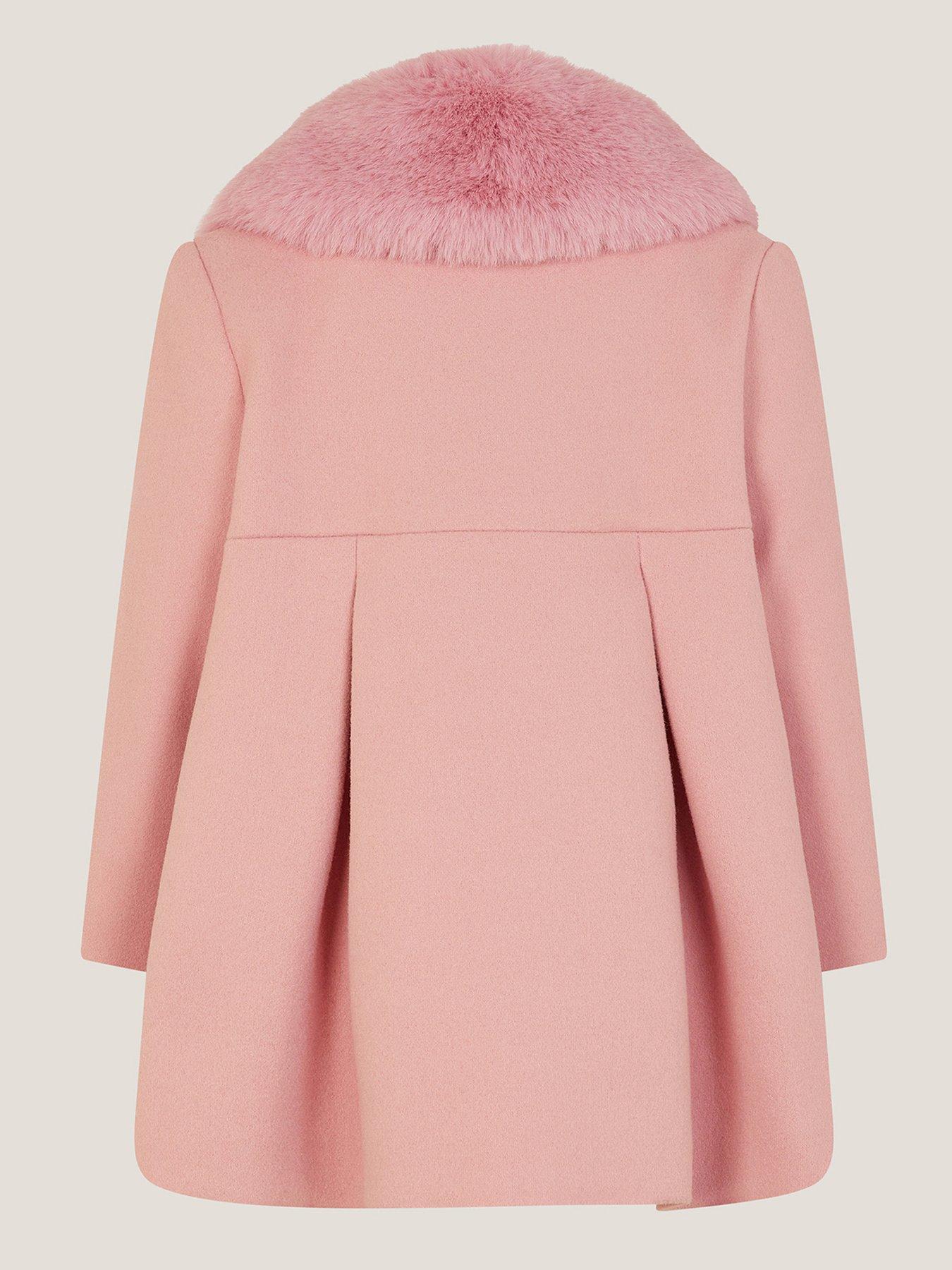 Image 3 of 4 of Monsoon Baby Girls Velvet Coat - Baby Pink