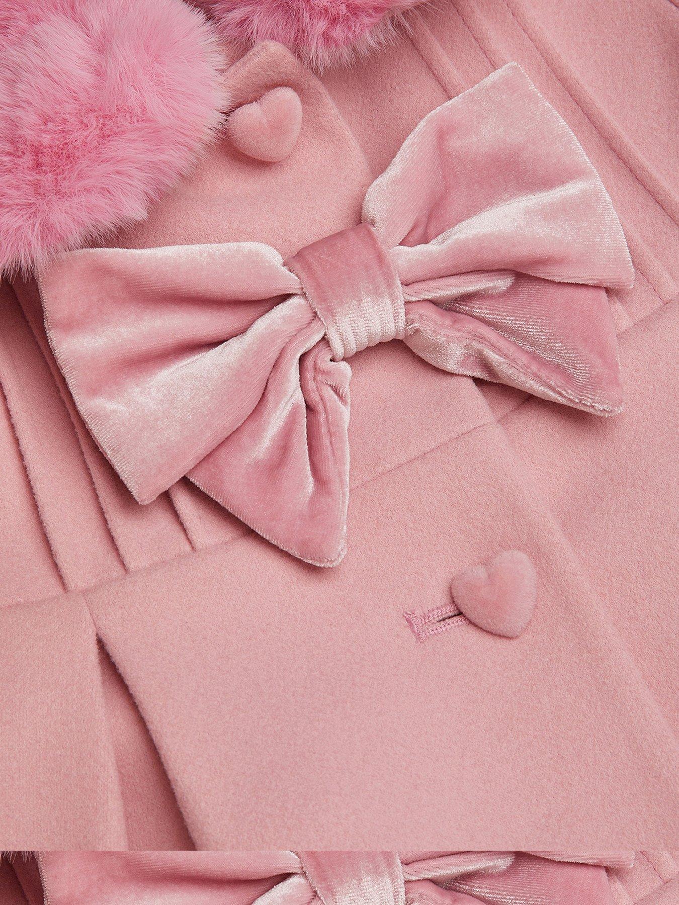 Image 4 of 4 of Monsoon Baby Girls Velvet Coat - Baby Pink