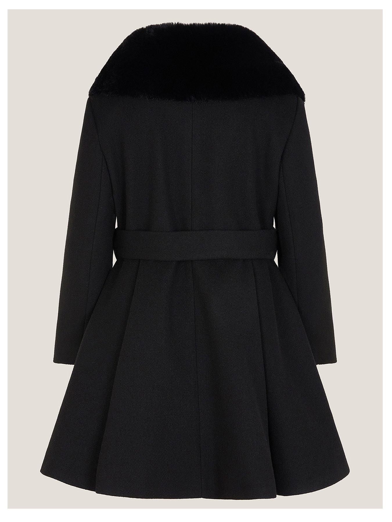  image of monsoon-girls-belted-fur-coat-black