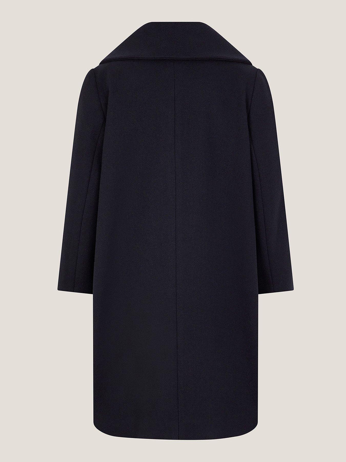 Image 3 of 4 of Monsoon Girls Navy Bow Collar Coat - Navy