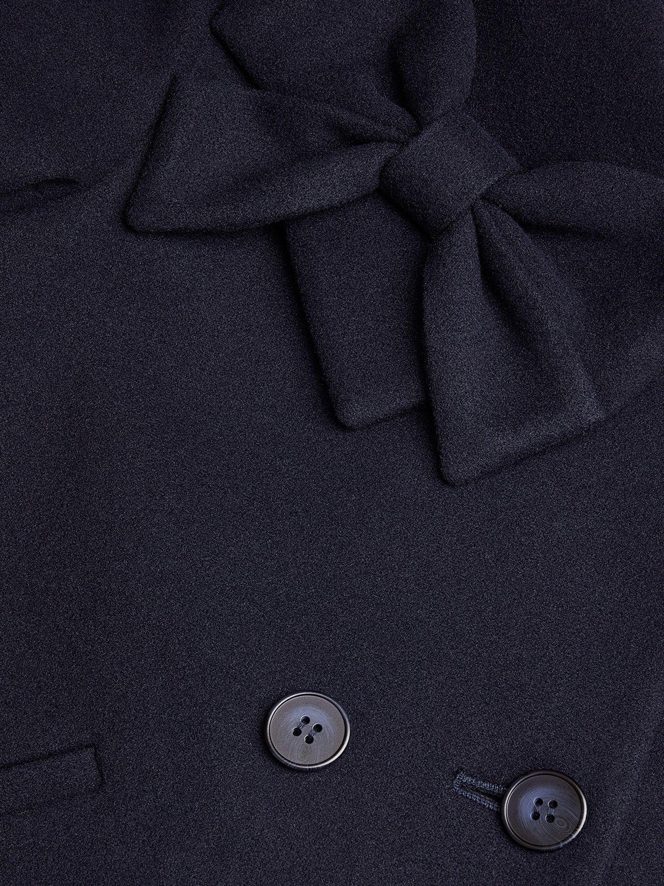 Image 4 of 4 of Monsoon Girls Navy Bow Collar Coat - Navy